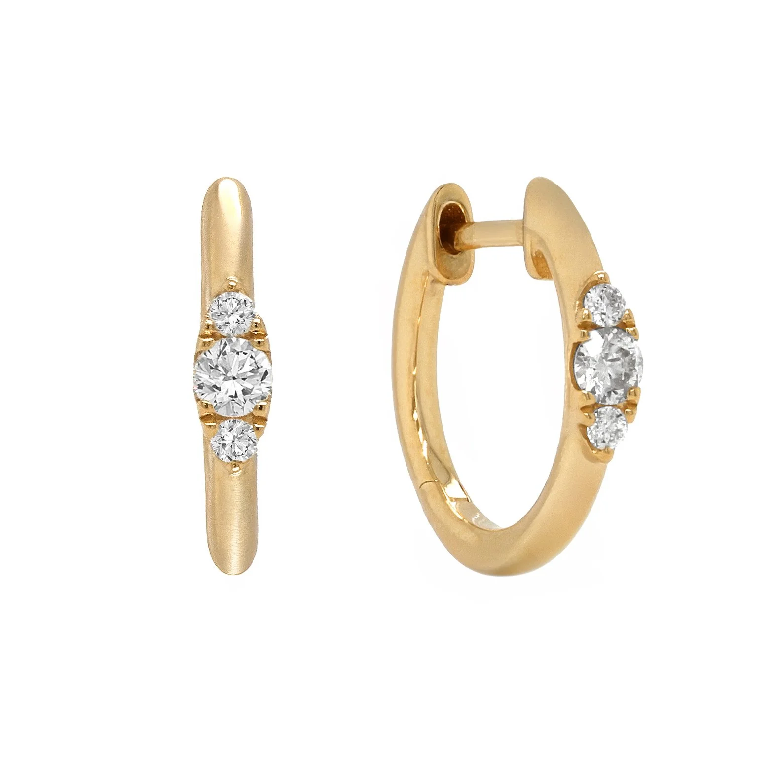 Yellow Gold and Diamond Huggies