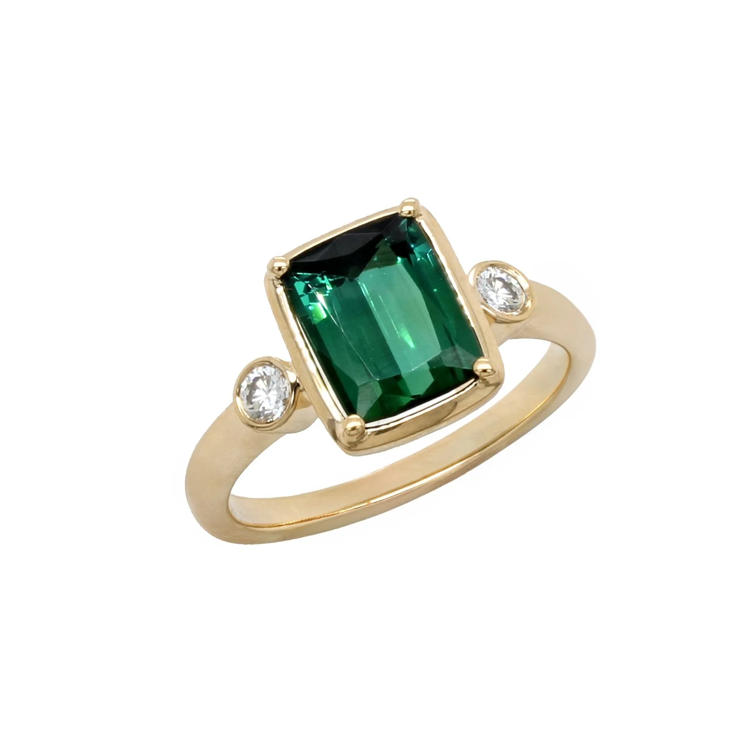 Green Tourmaline and Diamond Ring