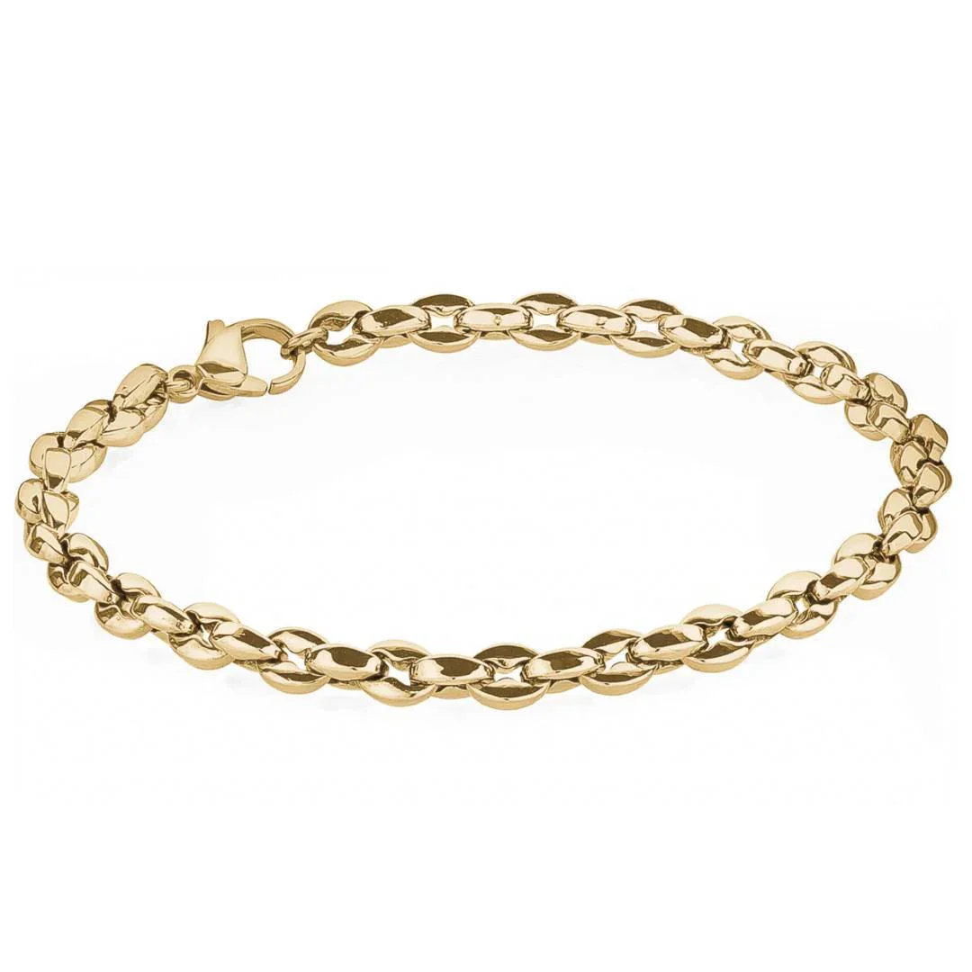 Gold Tone Oval Link Stainless Steel Bracelet