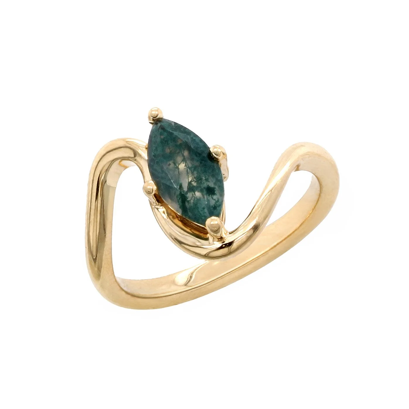 Moss Agate Bypass Ring