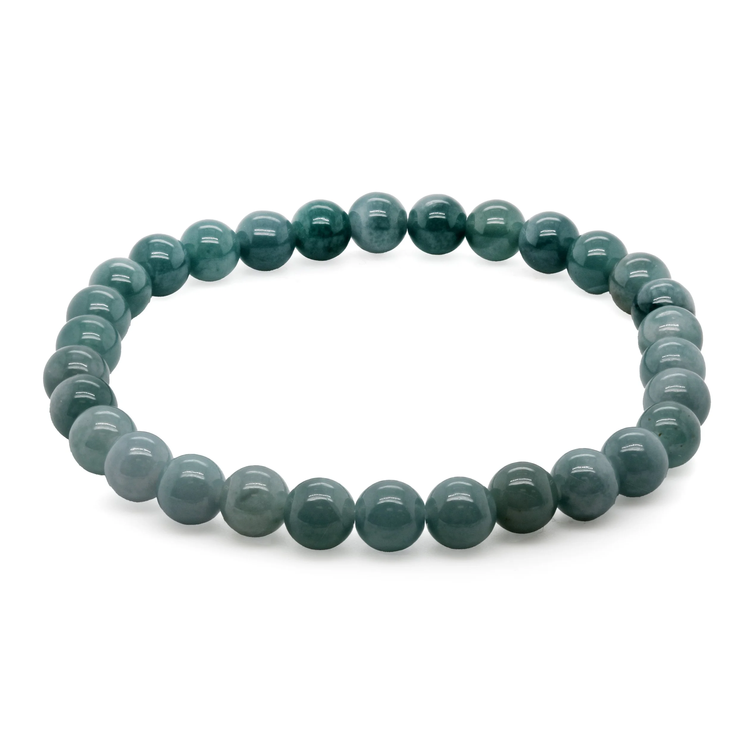 Round Light Blue Jade Bead Bracelet