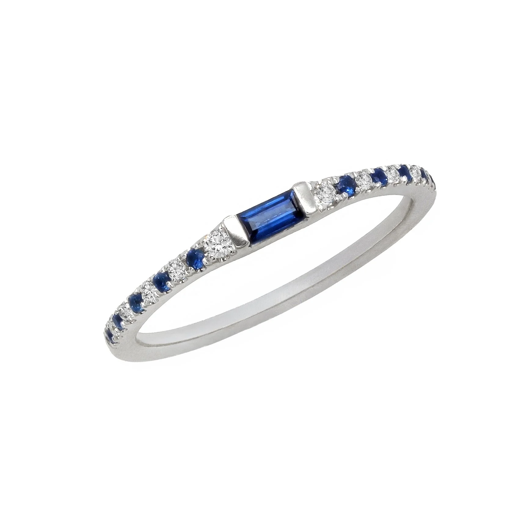 Blue Sapphire Baguette Stacking Band