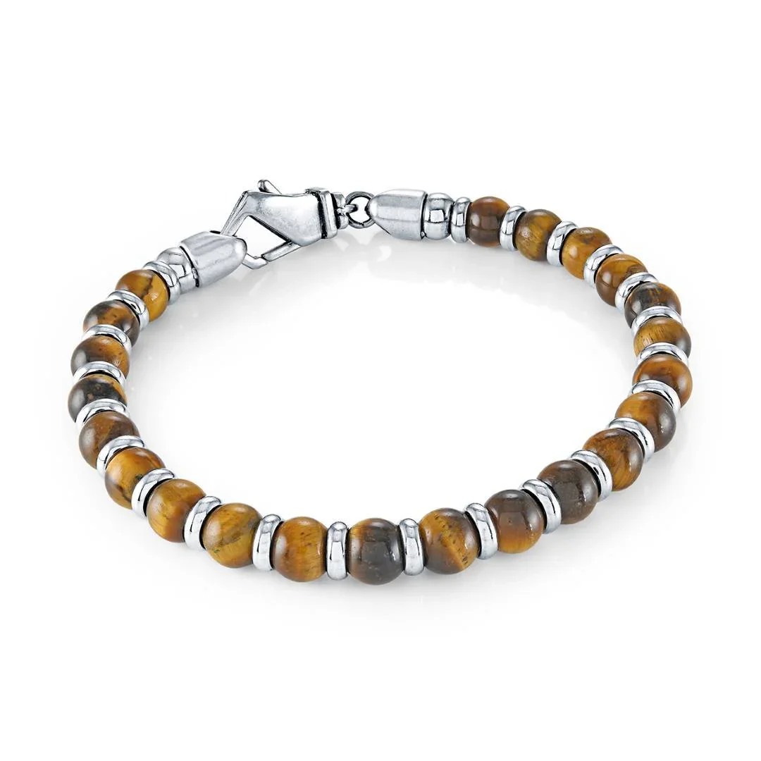 Tiger's Eye and Stainless Steel Bracelet