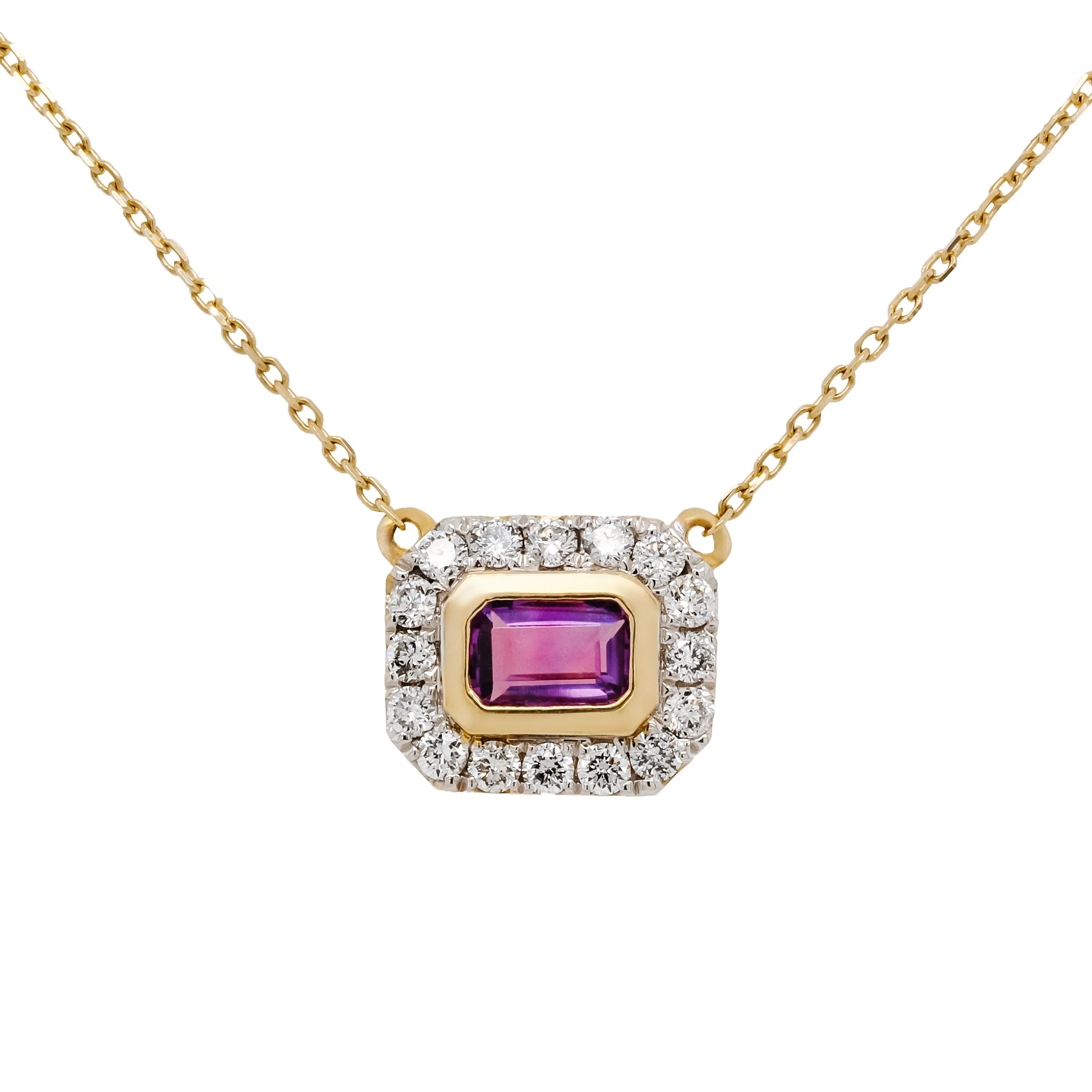 Emerald-Cut Amethyst and Diamond Pendant