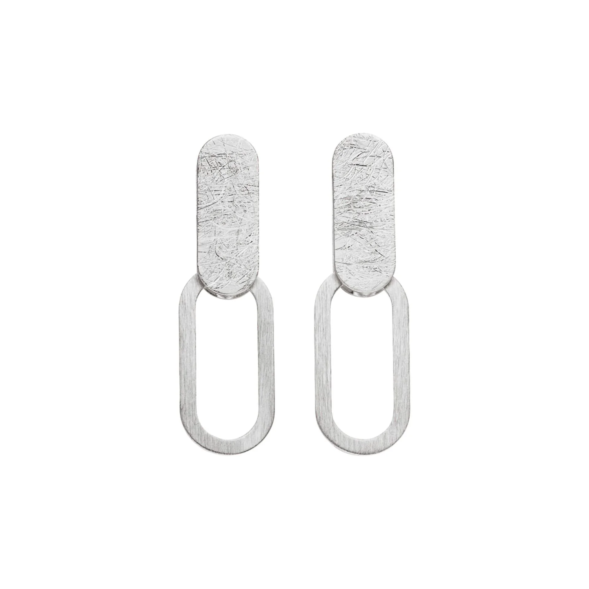 Sterling Silver Sliding Oval Dangle Earrings