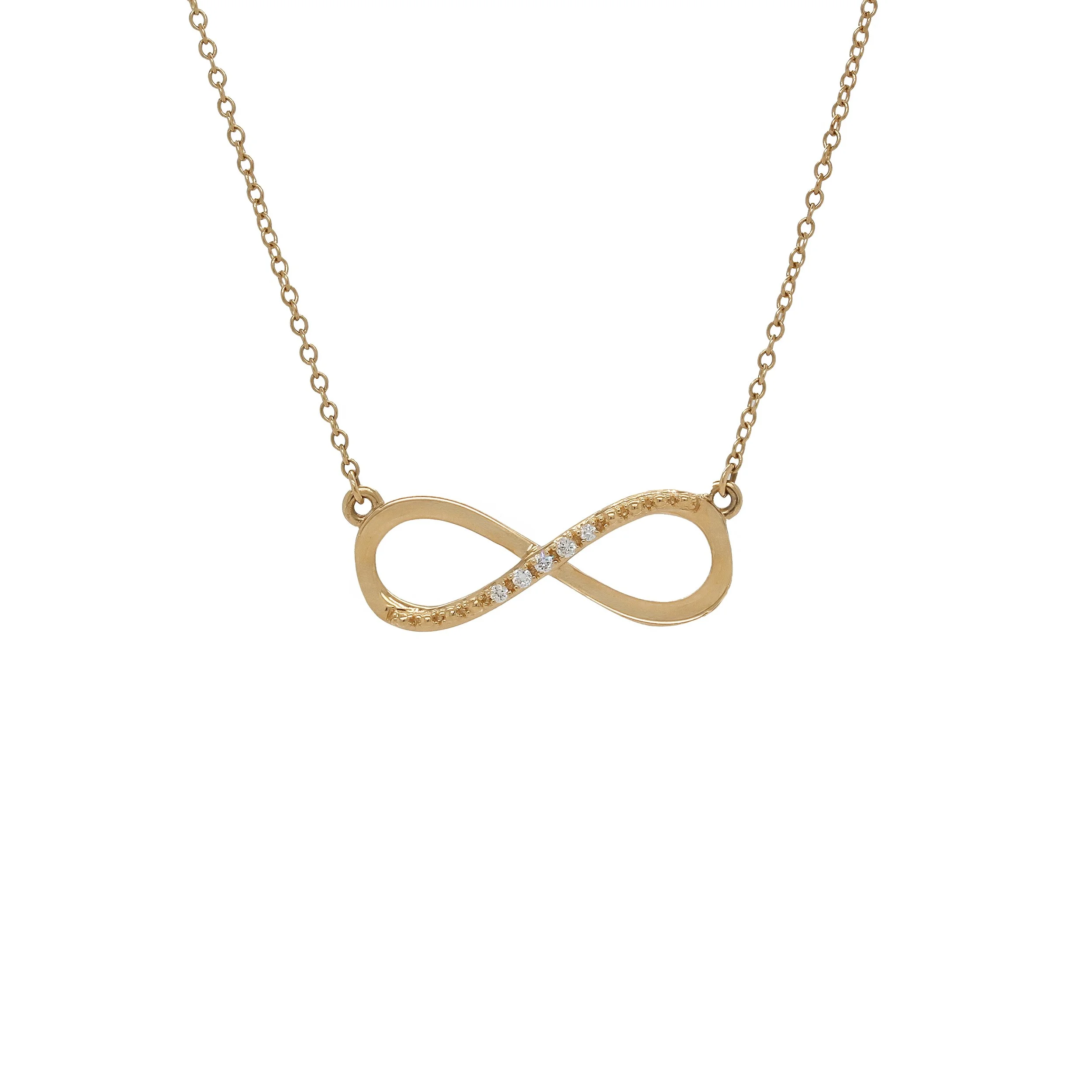 14k Yellow Gold Infinity Diamond Necklace