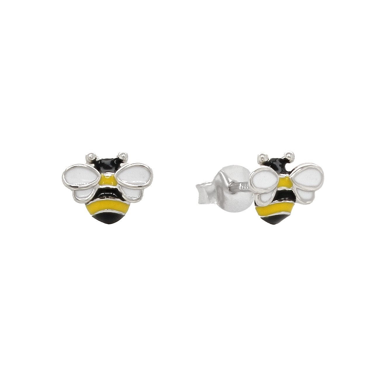 Sterling Silver Enamel Bee Earrings