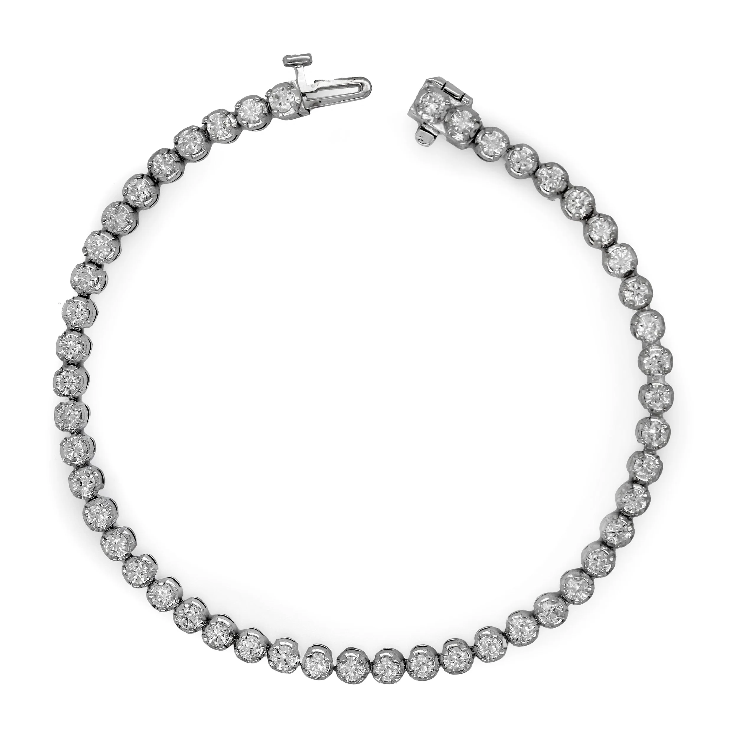 2.79ctw 14k White Gold Tennis Bracelet, Round Links