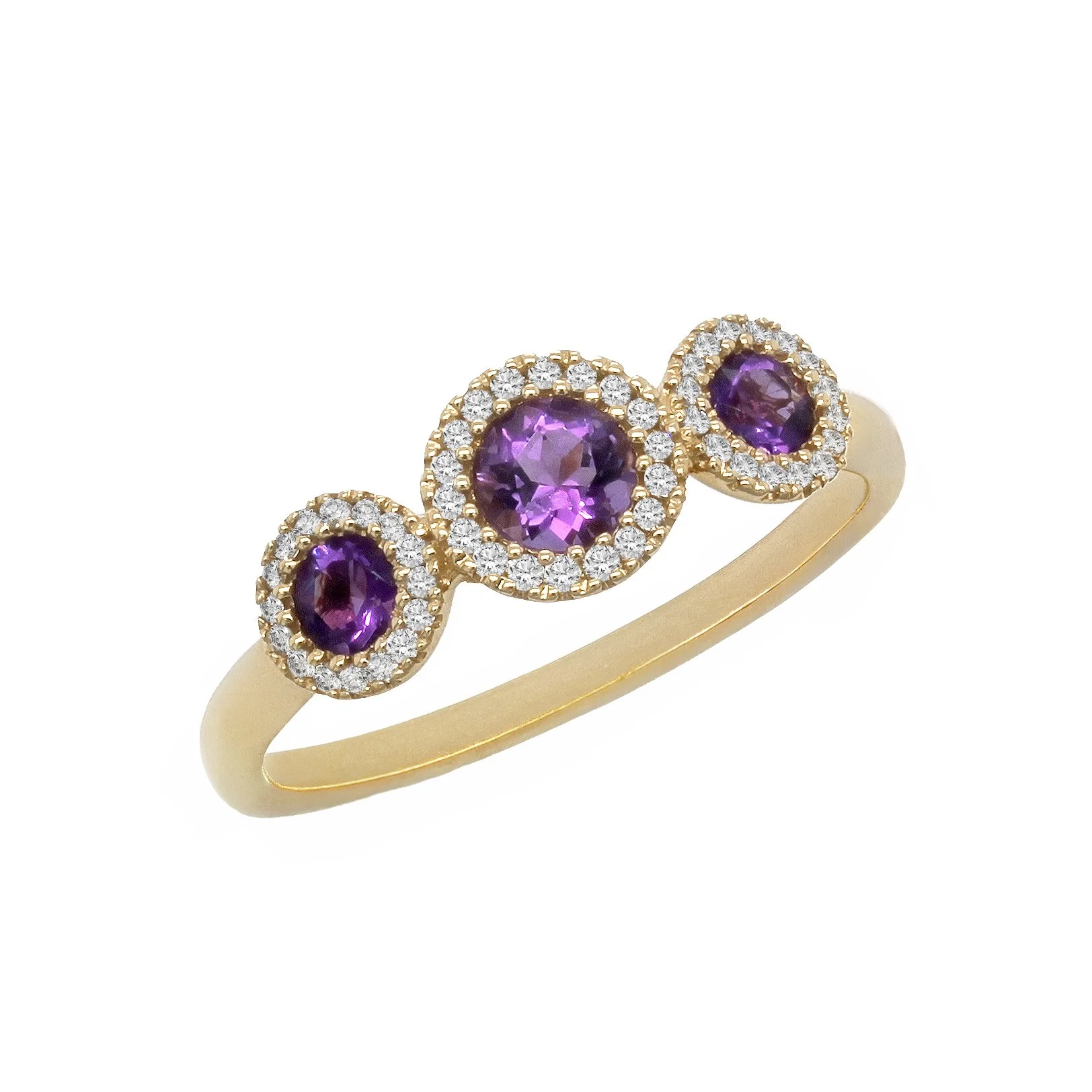 Amethyst 3 Stone Ring