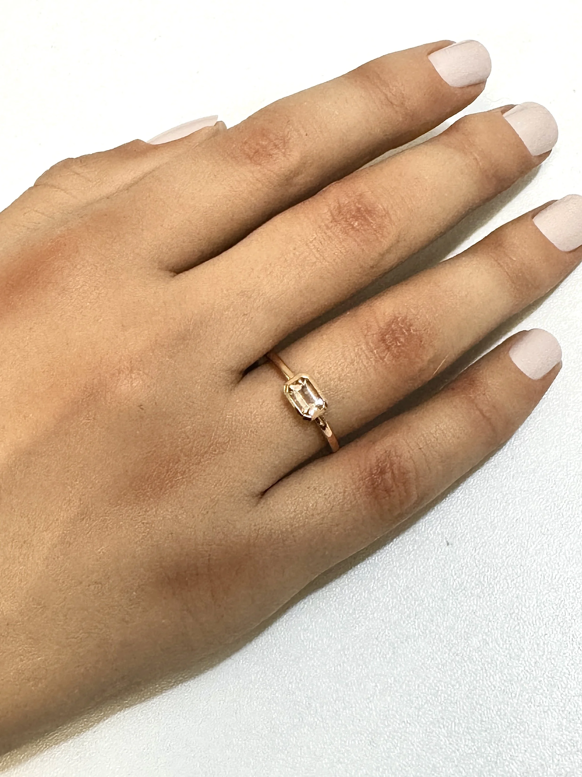 Emerald Cut Morganite Ring — Croft Stern Jewelry Designs