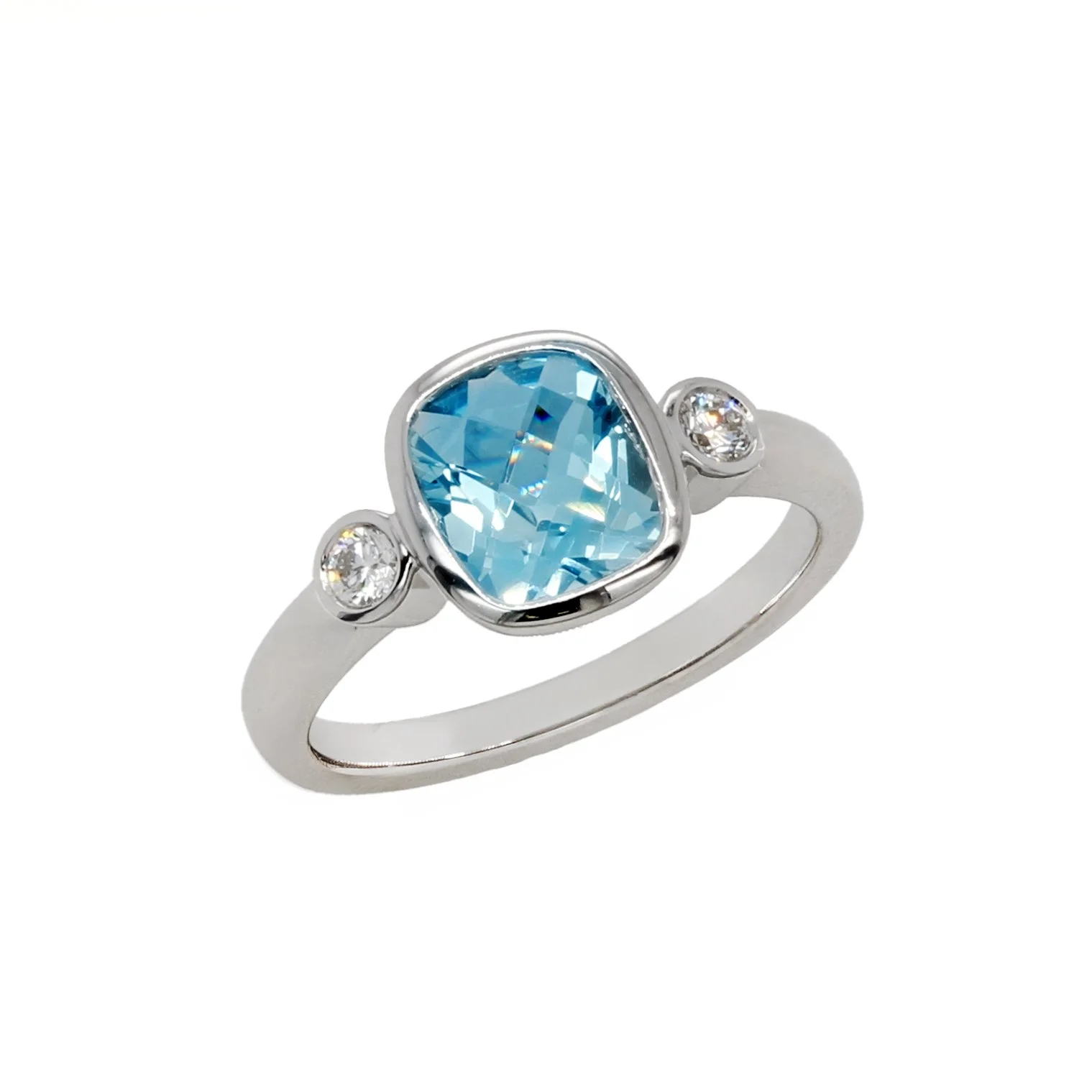 Antique Cushion Cut Aquamarine Ring