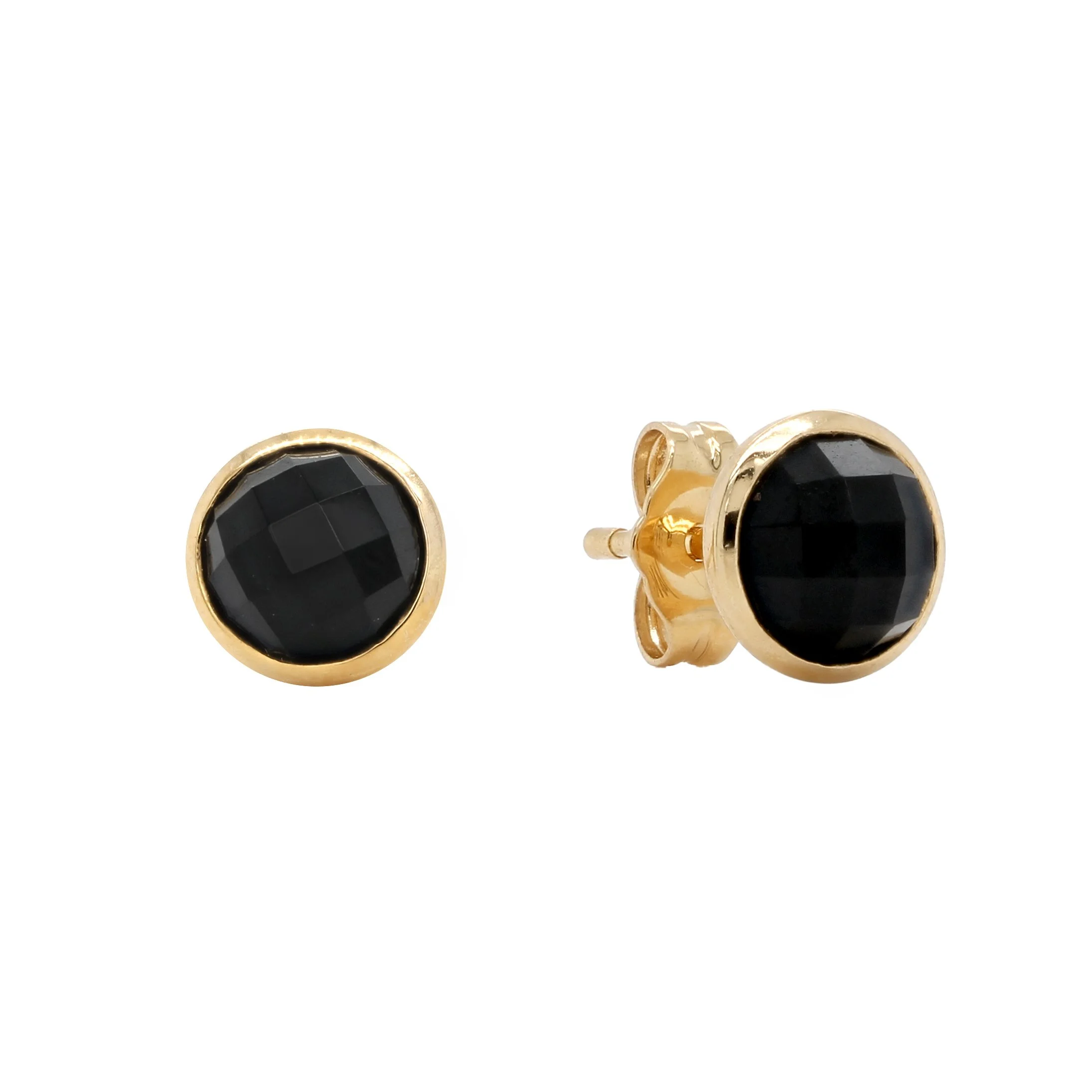 Black Agate Stud Earrings