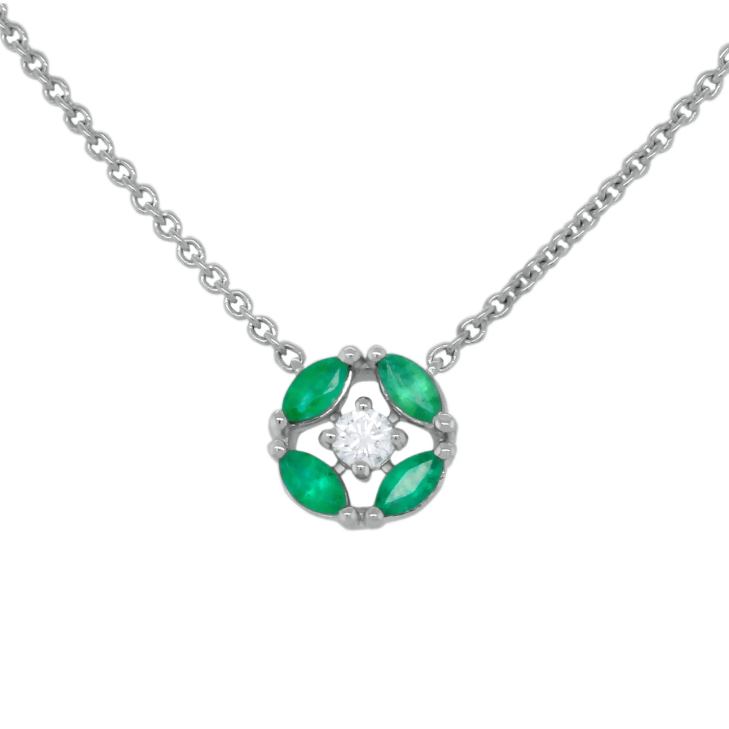 Dainty Emerald and Diamond Necklace