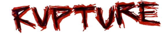The word 'RUPTURE' written in red, stylized, graffiti-like text.