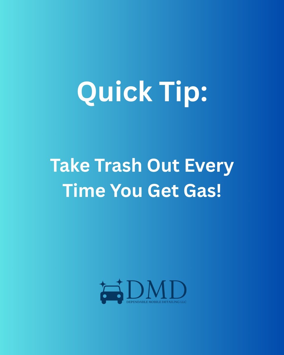 Quick Tip Tuesday: A super simple habit: every time you fill up, grab any fast food wrappers, receipts, or empty bottles and toss them. Keeping your car clean is way easier when you don’t let junk pile up in the first place.