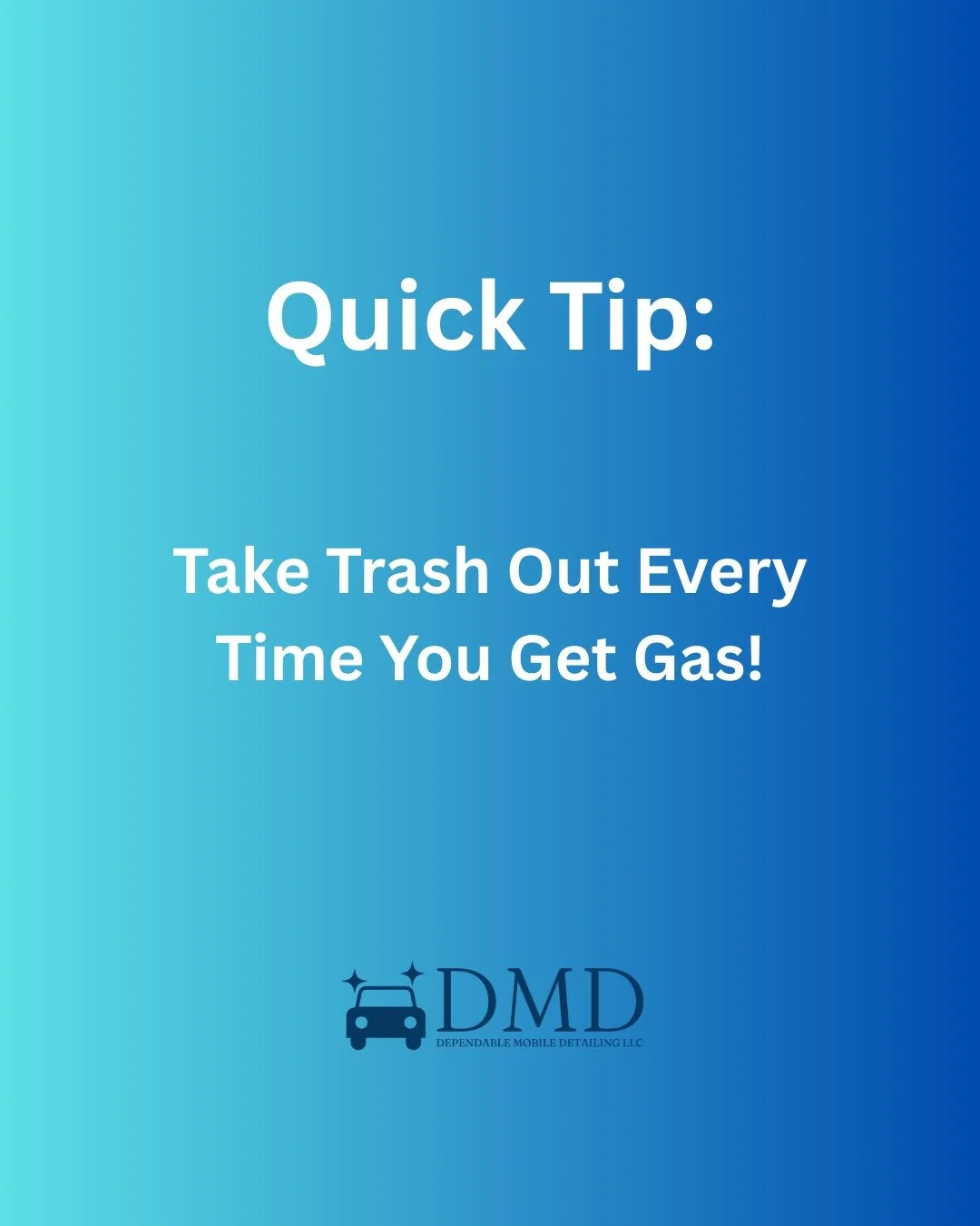 Quick Tip Tuesday: A super simple habit: every time you fill up, grab any fast food wrappers, receipts, or empty bottles and toss them. Keeping your car clean is way easier when you don&rsquo;t let junk pile up in the first place.