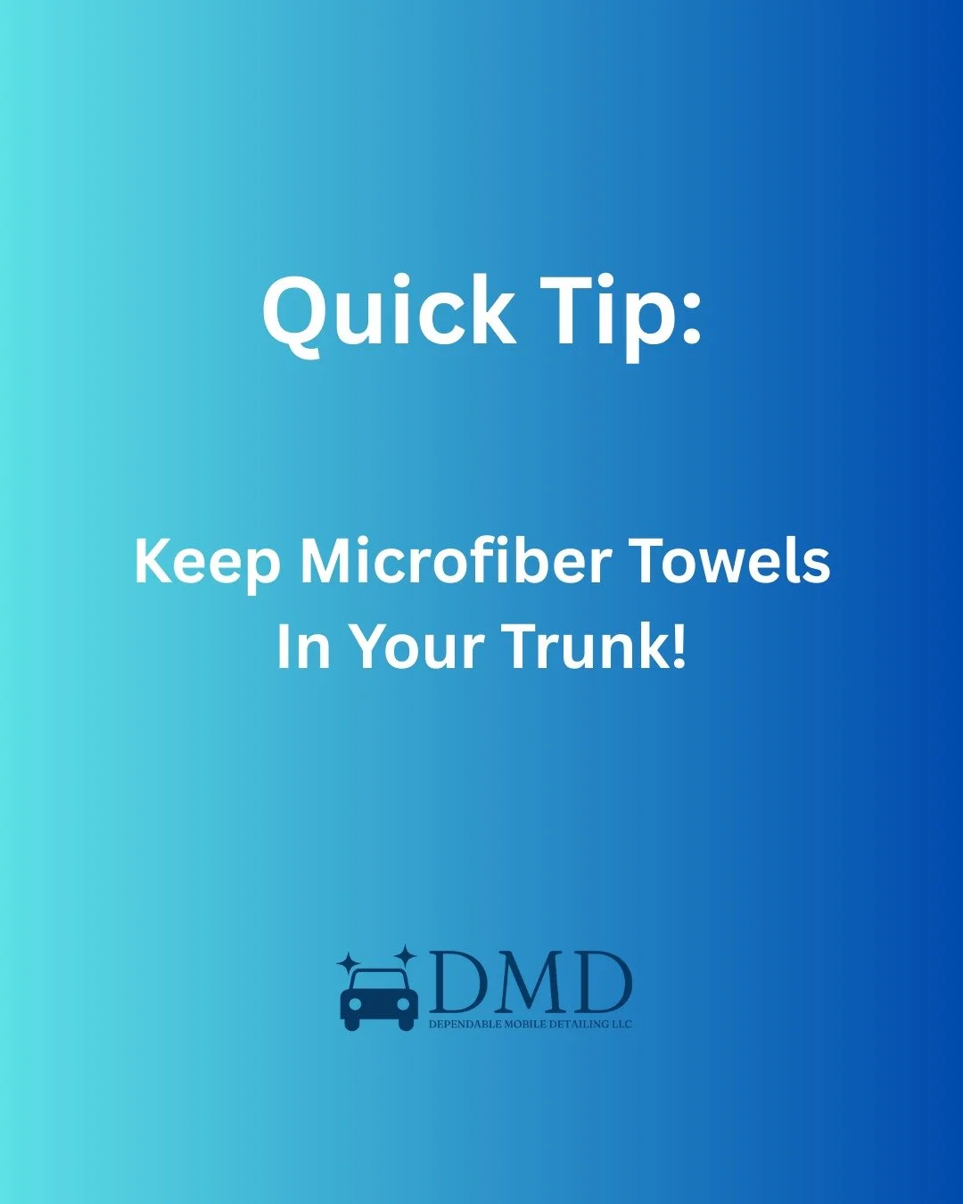 Quick Tip Tuesday: Always have a clean microfiber towel on hand for quick wipe-downs. They're perfect for cleaning dusty dashboards, fingerprints on touchscreens, or even unexpected spills. Bonus tip: toss in a small spray bottle with water and a dro