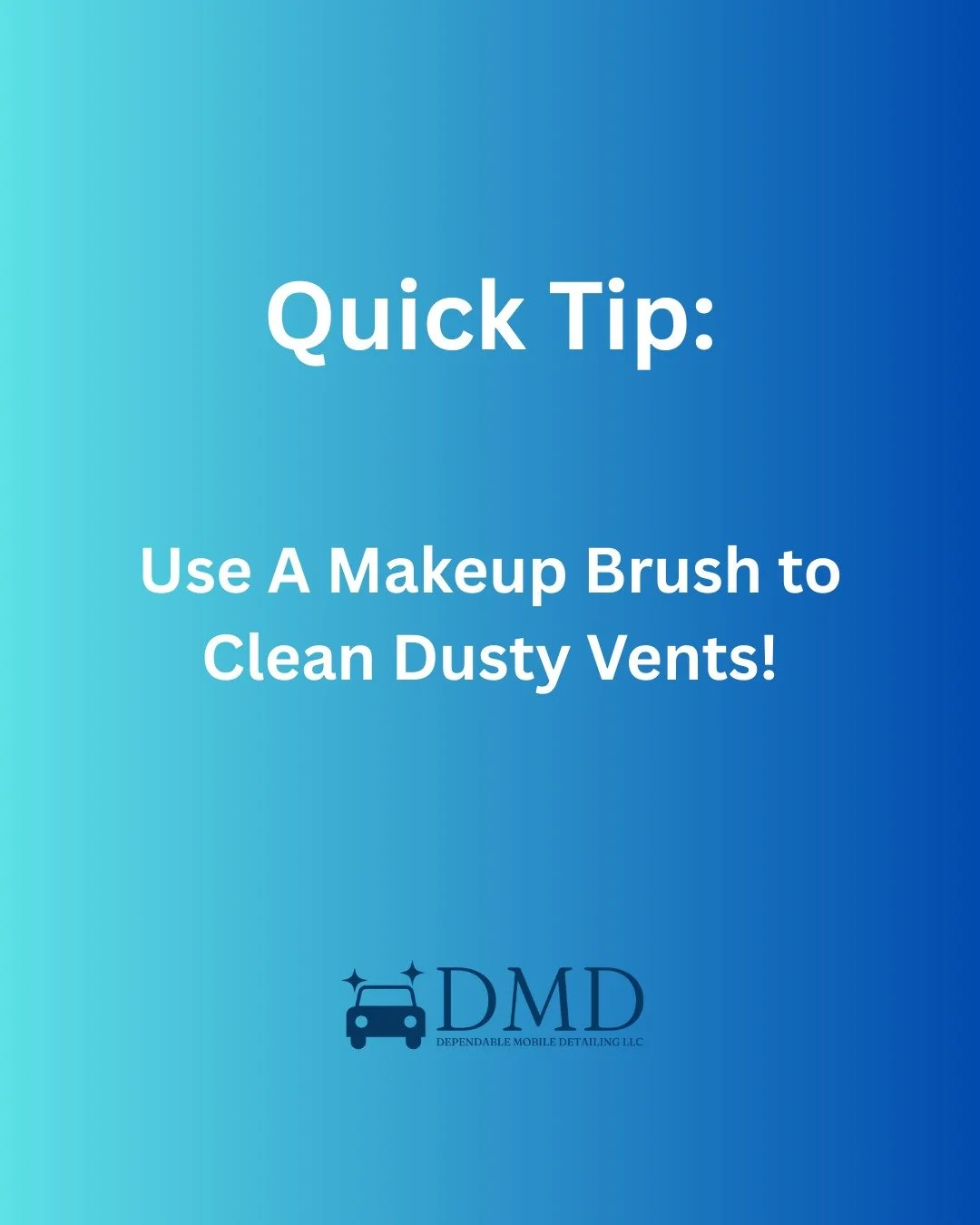 Quick Tip Tuesday: A soft makeup brush (or small detailing brush) is perfect for dusting air vents and buttons. You&rsquo;ll be surprised how much cleaner your dashboard looks when the little spots are taken care of!