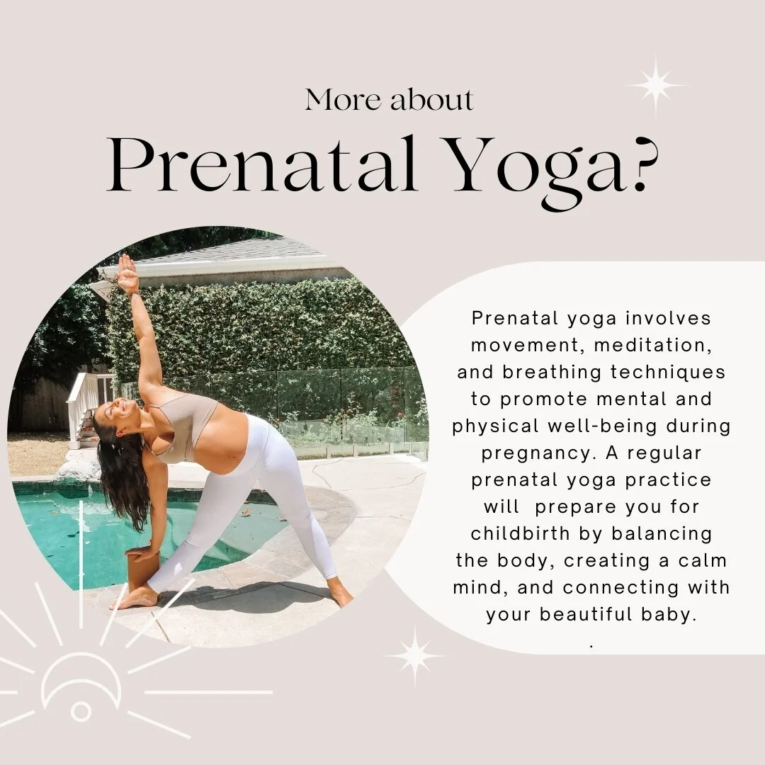 The list of benefits go on and on, and I could honestly talk about prenatal yoga all day long 🧘🏽&zwj;♀️

Prenatal yoga 
&hearts;️ improves the health of your body
&hearts;️ increases the oxygen flow to your baby
&hearts;️ eases your fears around ch