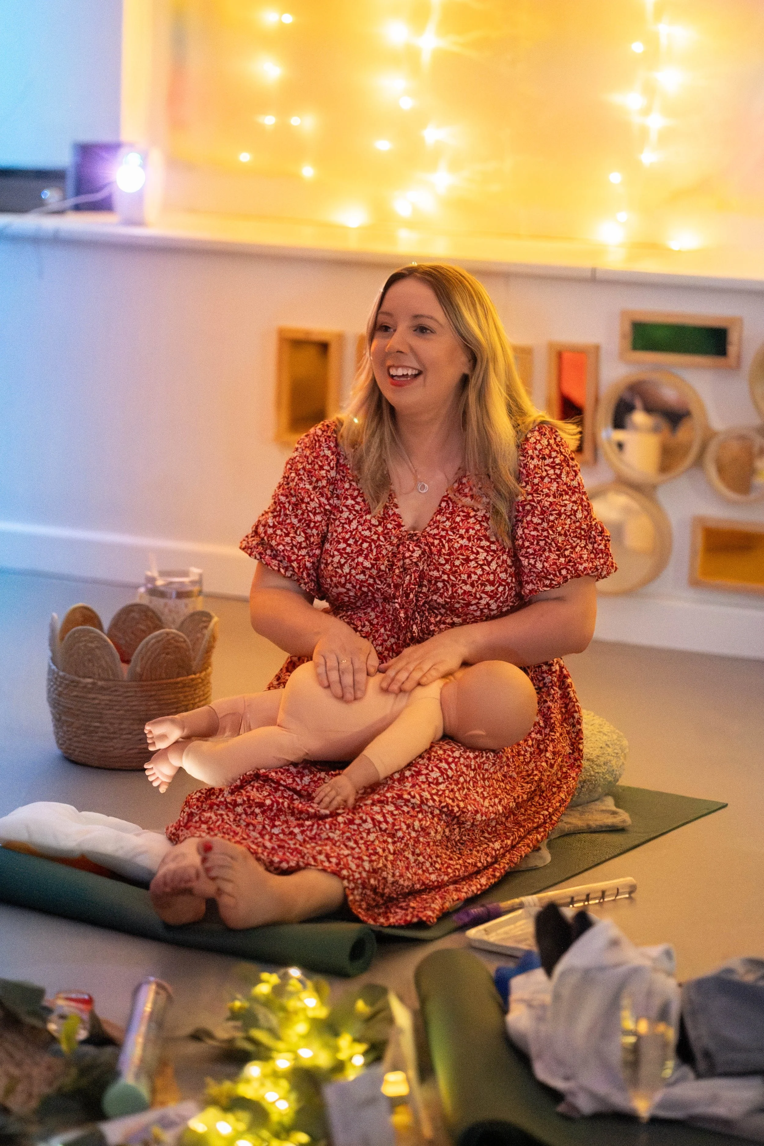 A north east antenatal teacher, demonstrating to her hypnoirthing class in north shields
