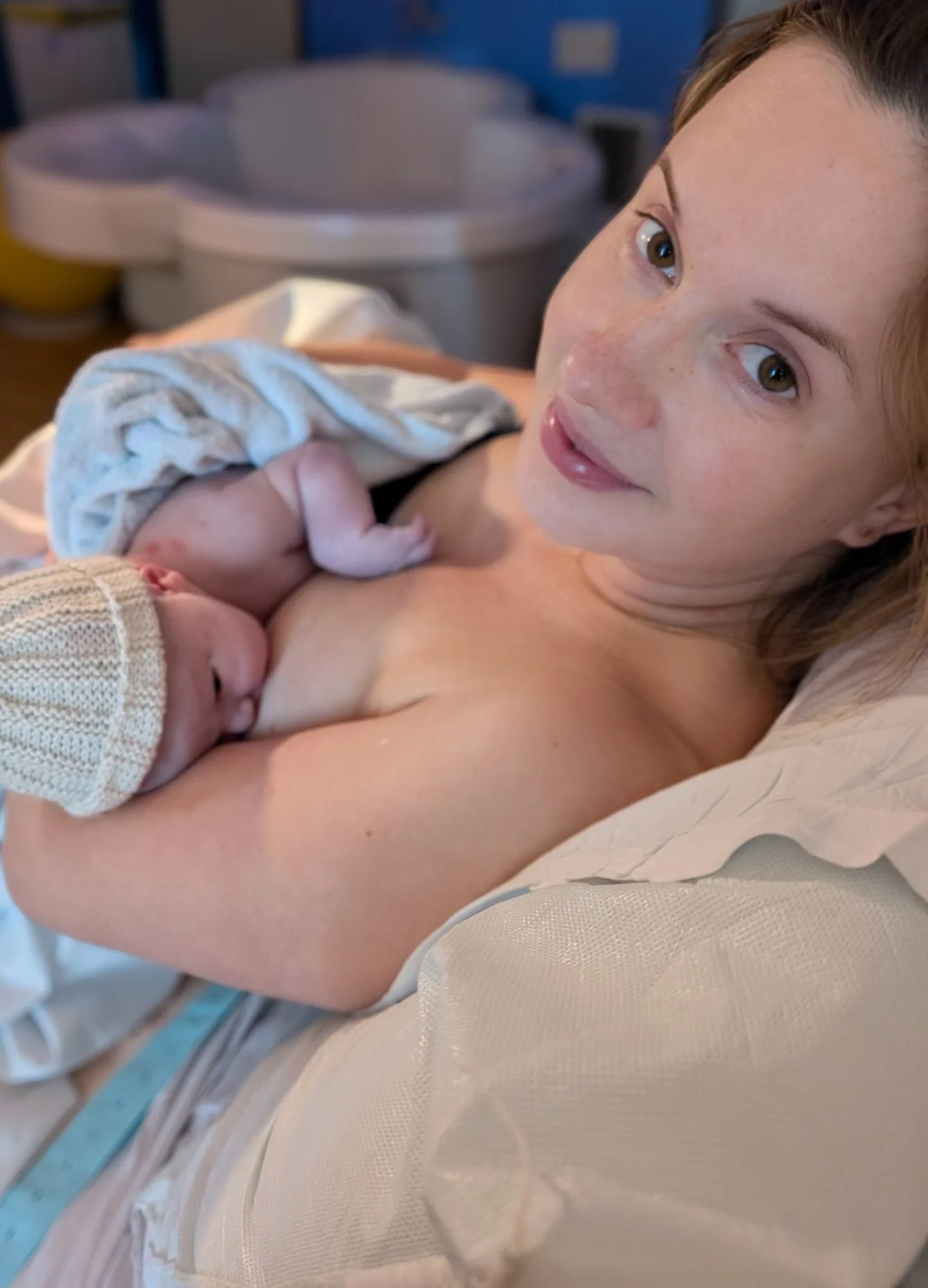 A mum after birth, after doing a hypnobirthing and antenatal course in northumberland