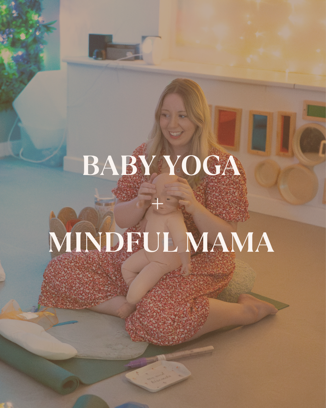 Baby yoga teacher, Holly, teaching. her class in Tynemouth