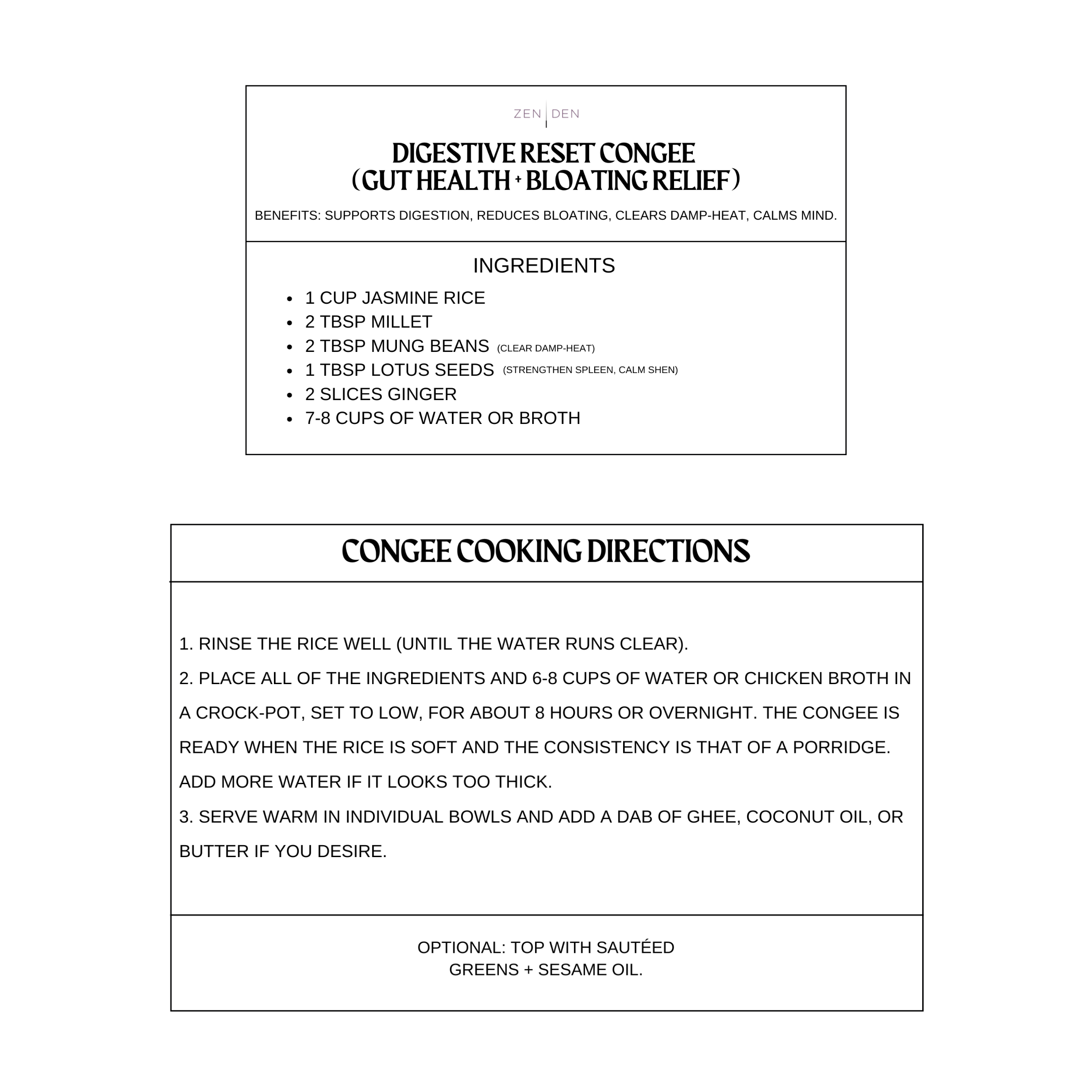 Digestive Reset - Take Home Congee Kit