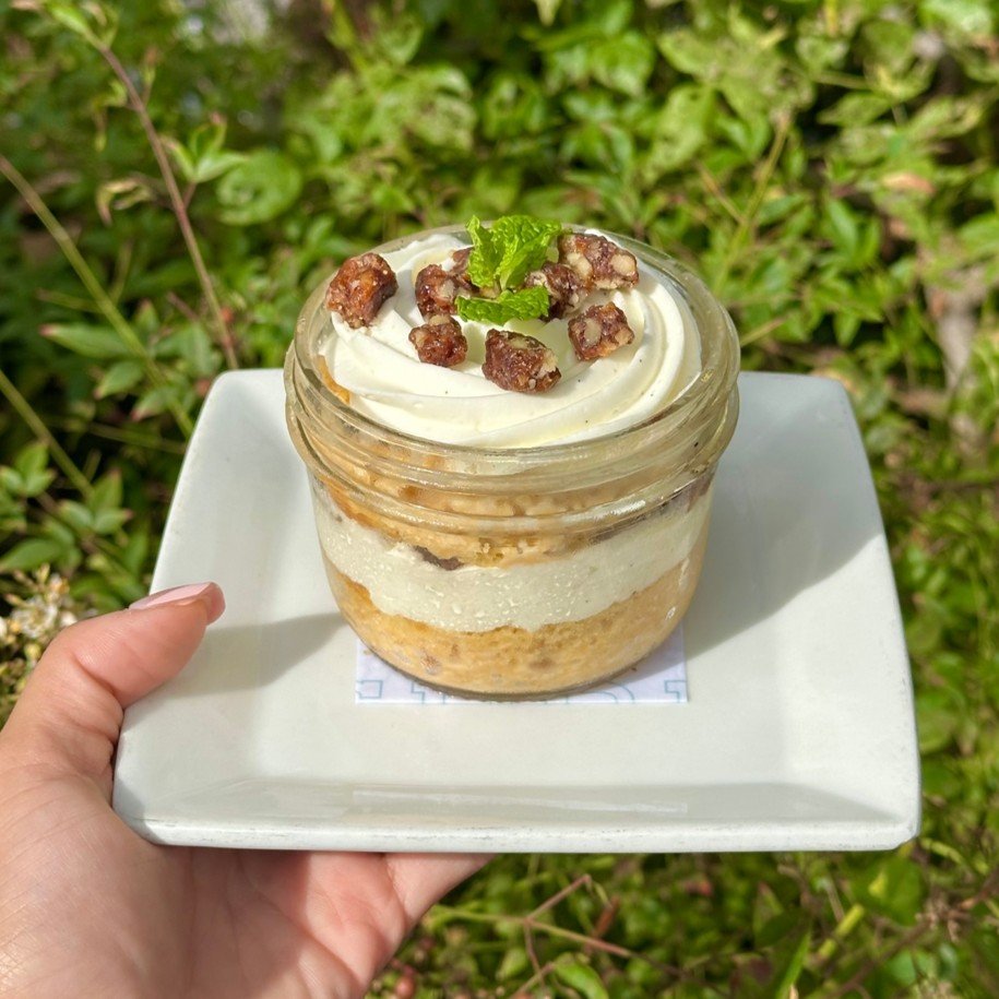 pumpkin, spice, and everything nice 🍂 indulge in our pumpkin pecan tres leches, only available on our menu for a limited time! this dreamy fall dessert is layered with pumpkin and spice sponge cake, pecan pie filling, and vanilla bean whipped cream 