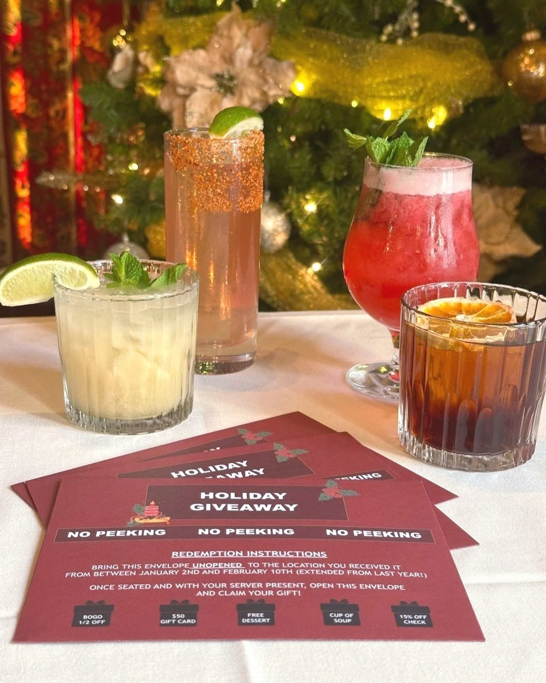 you came, you dined, now it&rsquo;s time to bring back your sealed red envelope to redeem your gift through the month of january! you could win 15% off your check, $50 off your check, free dessert and more✨

as a little something extra this year, now