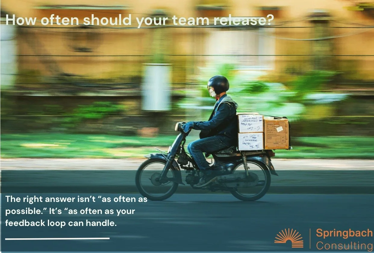 Speed is easy.
Learning is harder.
The most effective teams don’t release as often as possible, they release as often as their feedback loops can handle.
Every release is a chance to learn, adapt, and deliver more value next time.
How fast i