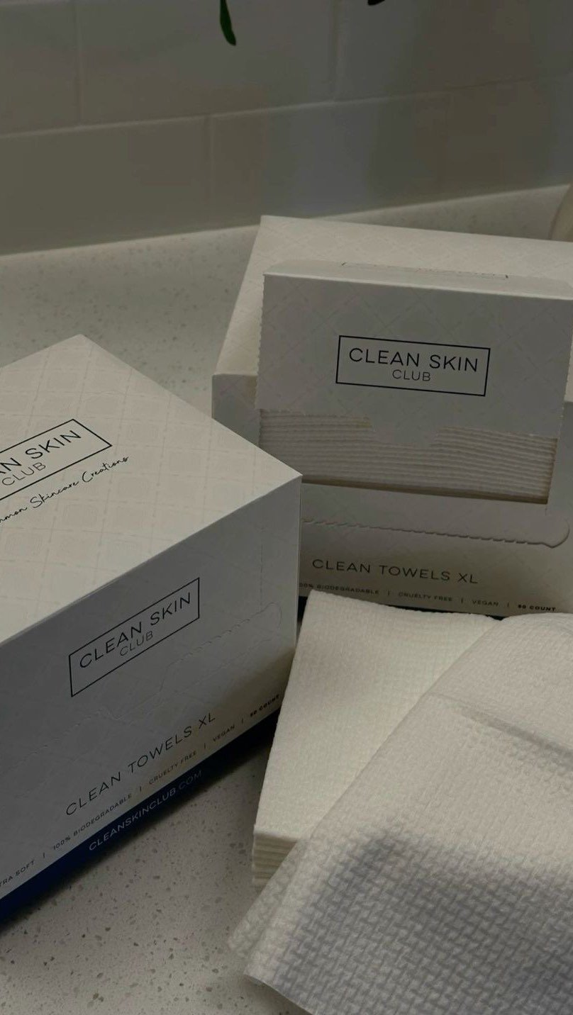 If you’re reading this… STOP drying your face with your regular towel. Your body and hand towels collect tons of bacteria, oils, and residue—even after one use. We love Clean Skin Club Towels because they’