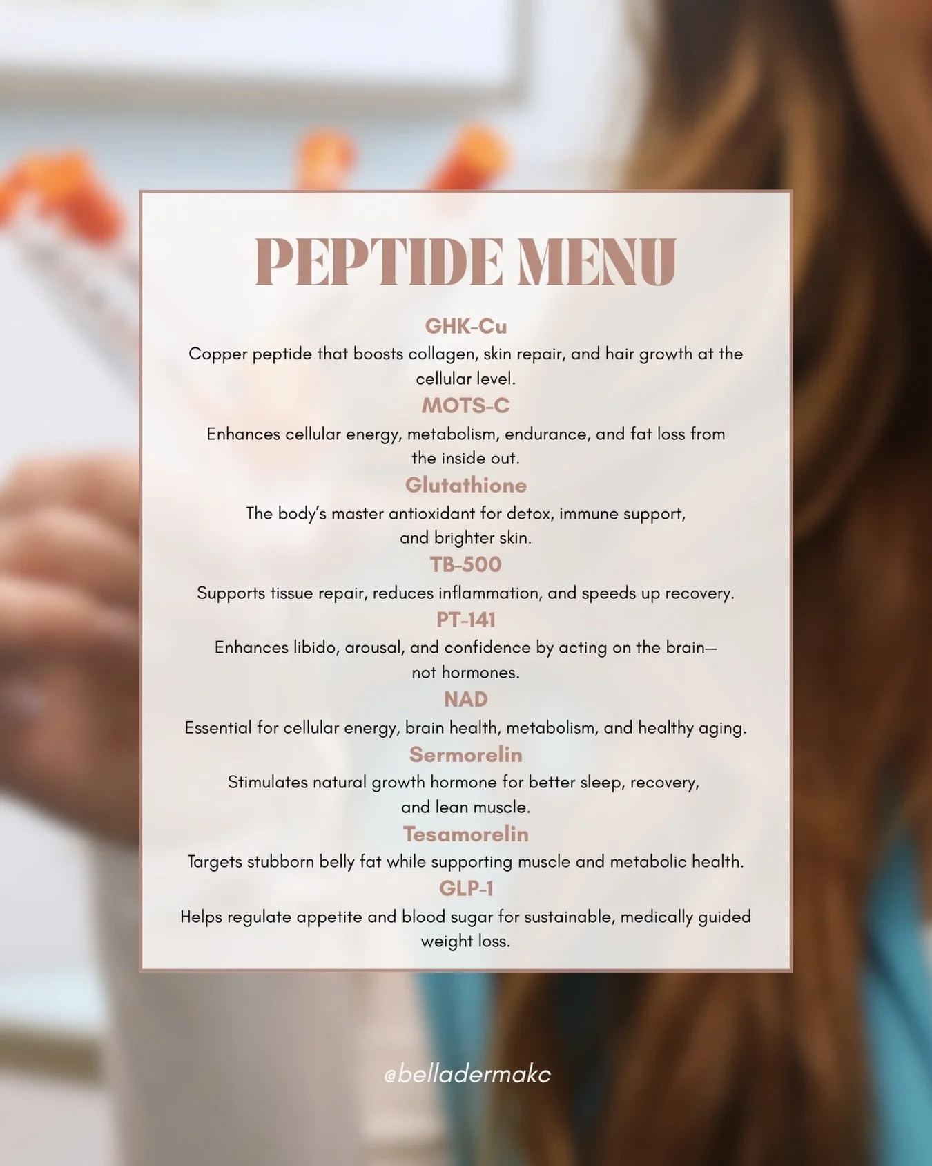 Do you keep hearing about &ldquo;peptides&rdquo; and wondering what the hype is? 👀

Let us break it down ⬇️
Peptides are tiny but powerful messengers that tell your body exactly what to do. Peptides support things such as skin rejuvenation, fat loss