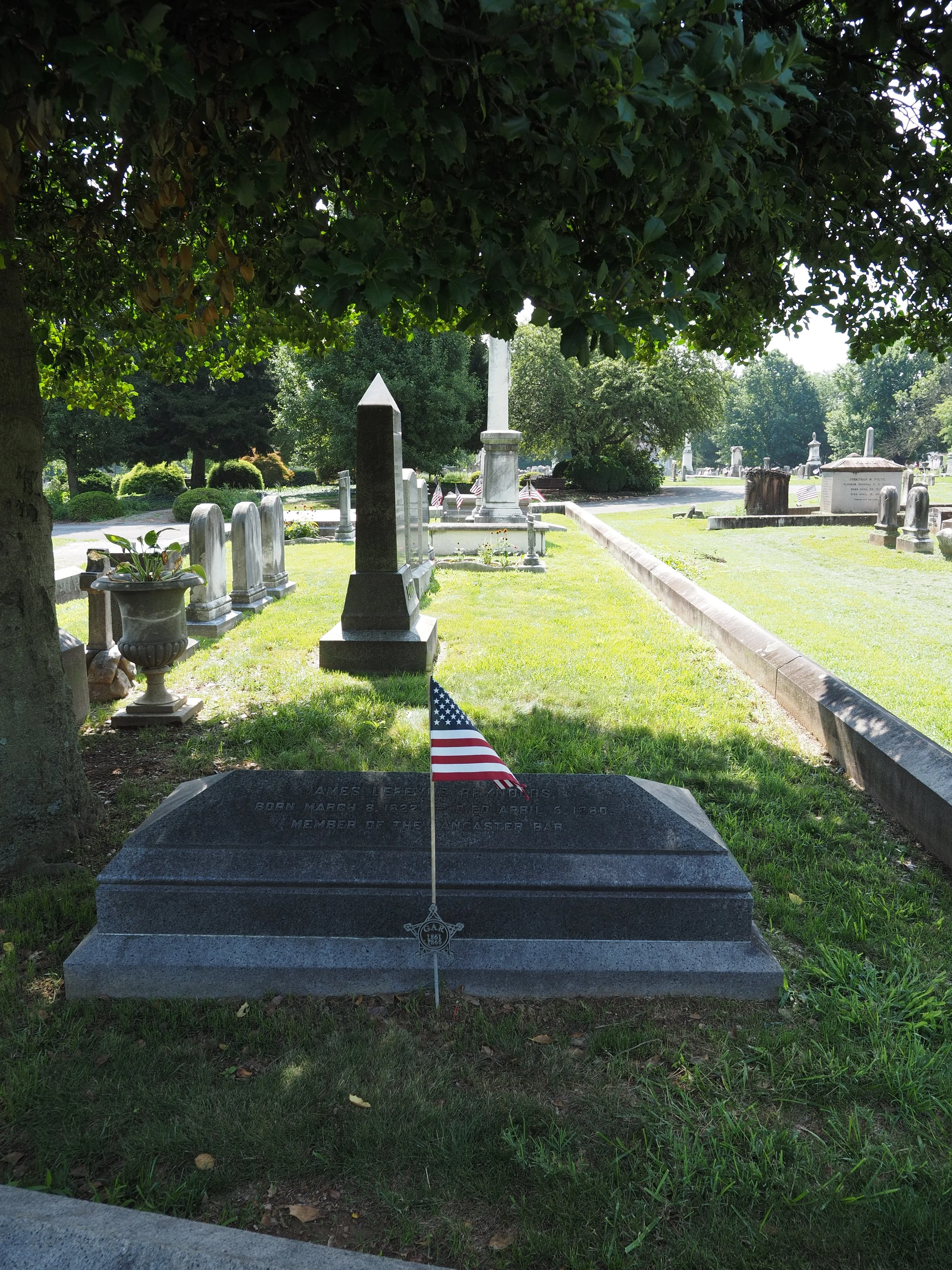 James Reynolds marker leveled on tamped gravel base
