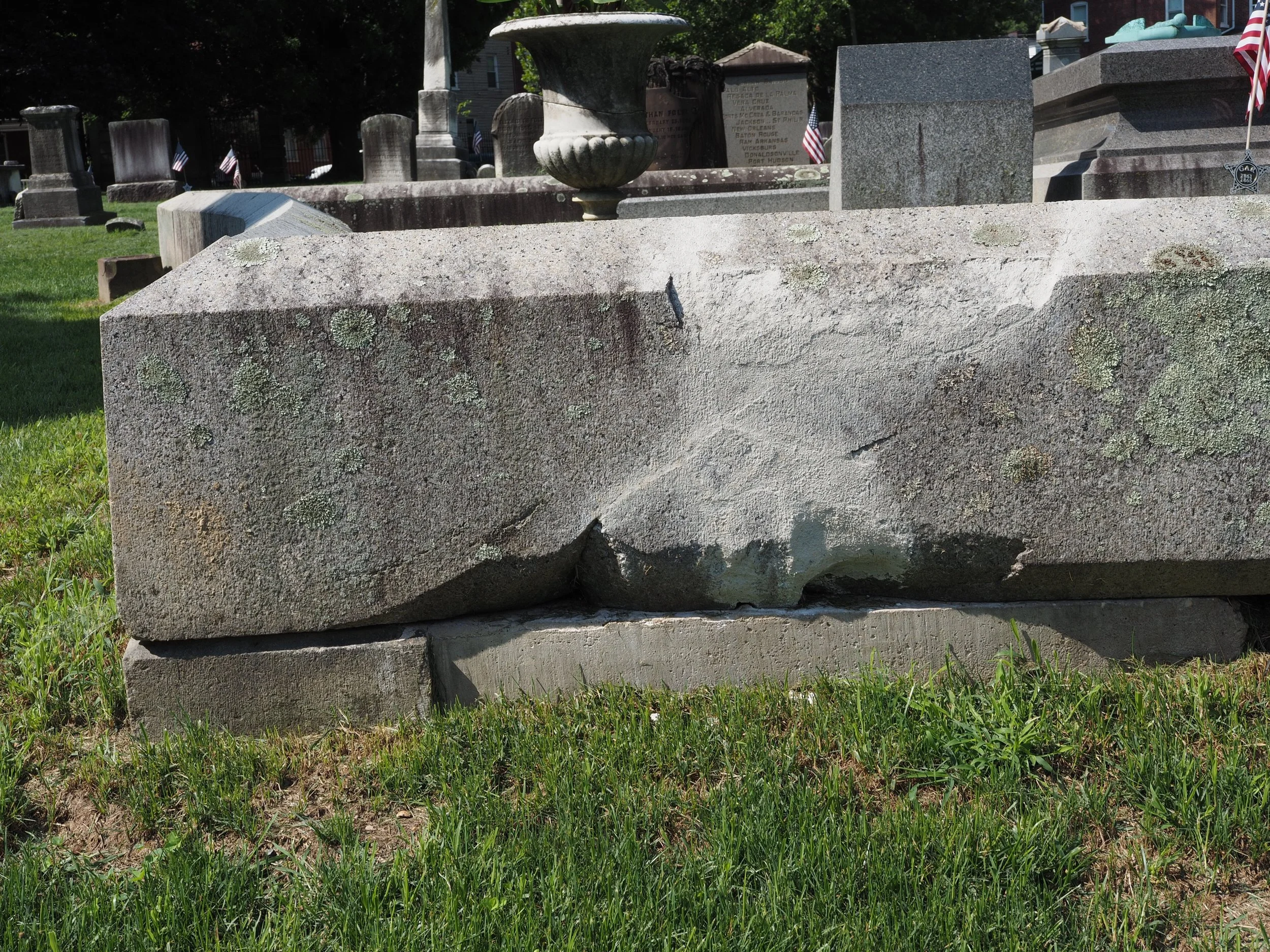 Broken coping provided additional support and remortared
