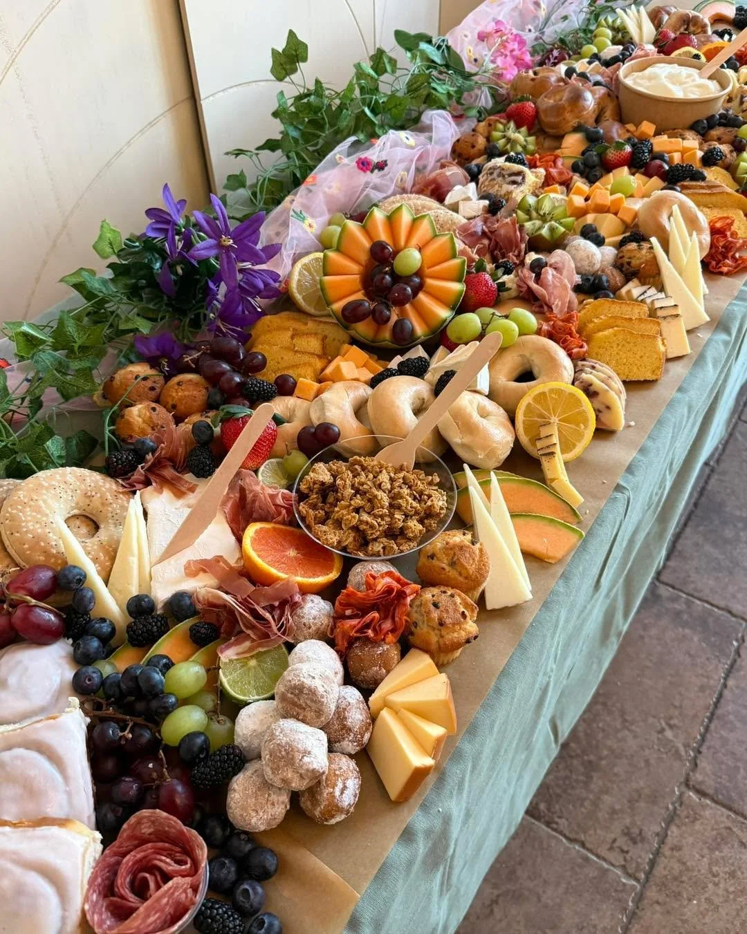 A bright and floral breakfast spread for We Rise Collective! If you&rsquo;re an entrepreneur looking for an annual conference that will challenge and equip you-check them out! werisecollectiveokc