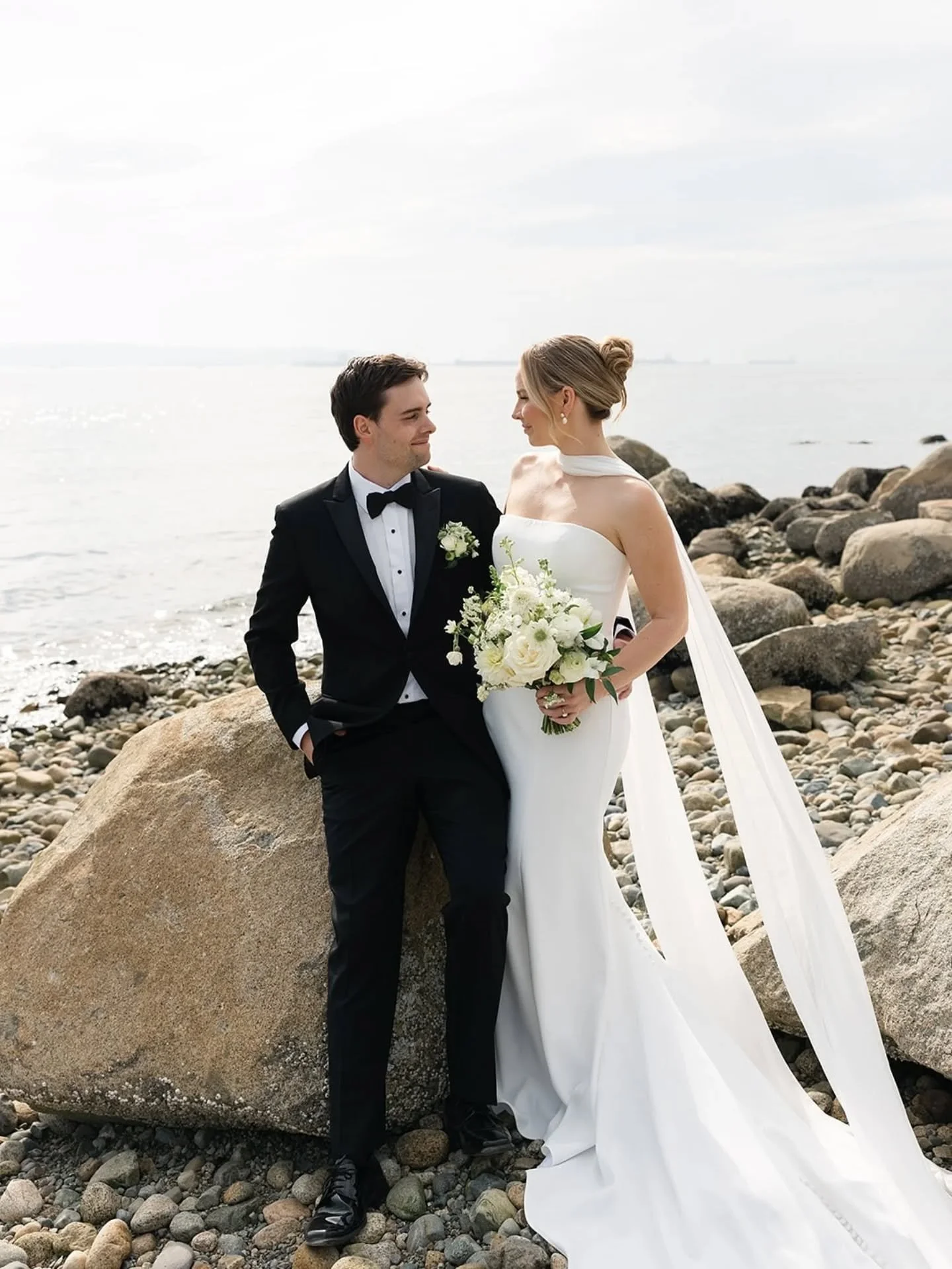 Paige was the picture of coastal chic in Tricia by @jennyyoonyc &mdash; sleek, effortless, and endlessly romantic. A gown made for modern love stories by the sea 🌊🤍

#EverlyBride #EverlyBridal #JennyYoo #ModernBride #CoastalWedding #VancouverBride 