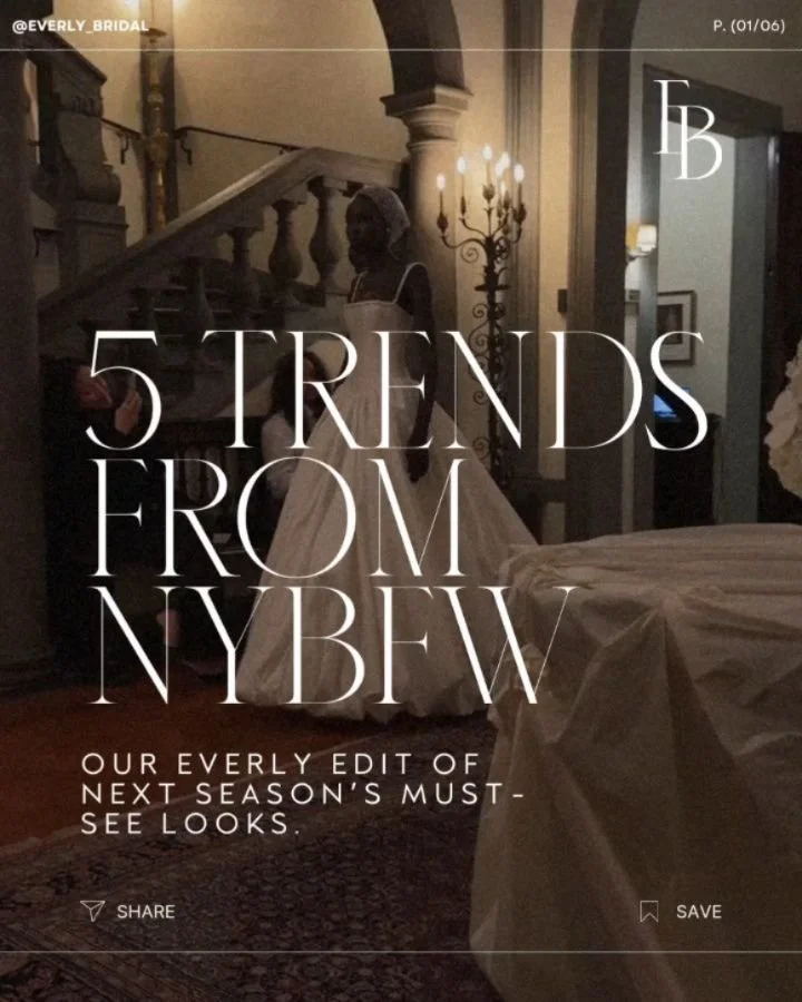 5 Trends to Watch for 2026 Brides ✨

The runways were serving major inspo &mdash; here are the bridal trends we&rsquo;re predicting will define 2026 👇

👑 Regal Revival &ndash; Basque waists, visible corsetry, and a touch of Marie Antoinette drama.
