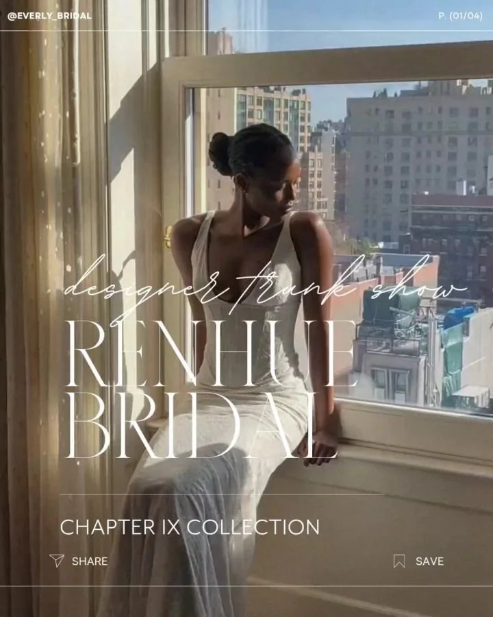 The red carpet is officially rolling out 🎞️✨

RENHUE Chapter IX lands at Everly September 4&ndash;13 &mdash; bringing Old Hollywood glamour into the modern bridal era.

Think sculpted silhouettes, liquid satin, romantic Chantilly lace, dramatic drap