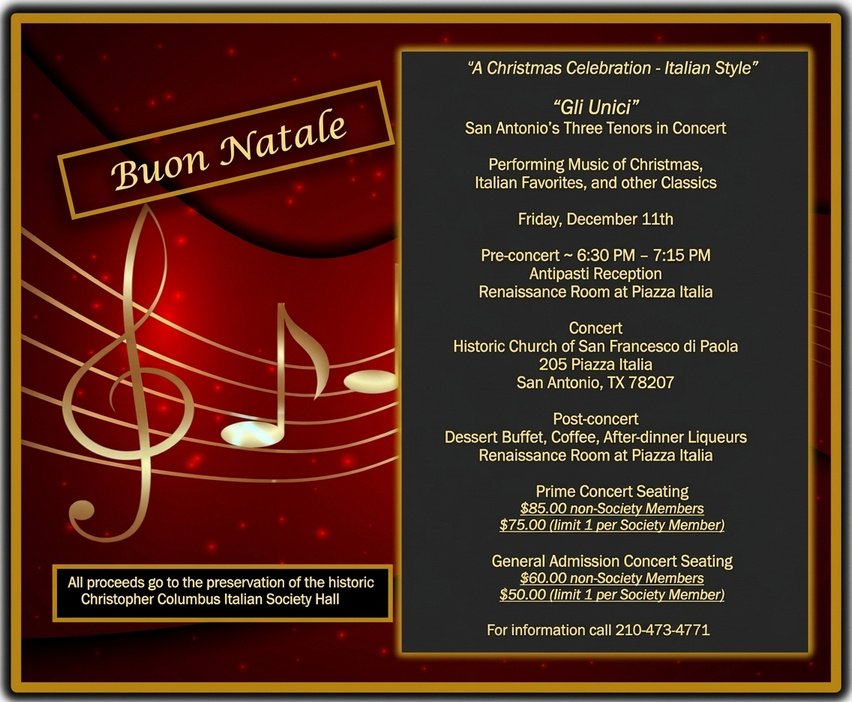 Gli Unici, San Antonio's Three Tenors, in concert at the Italian Society