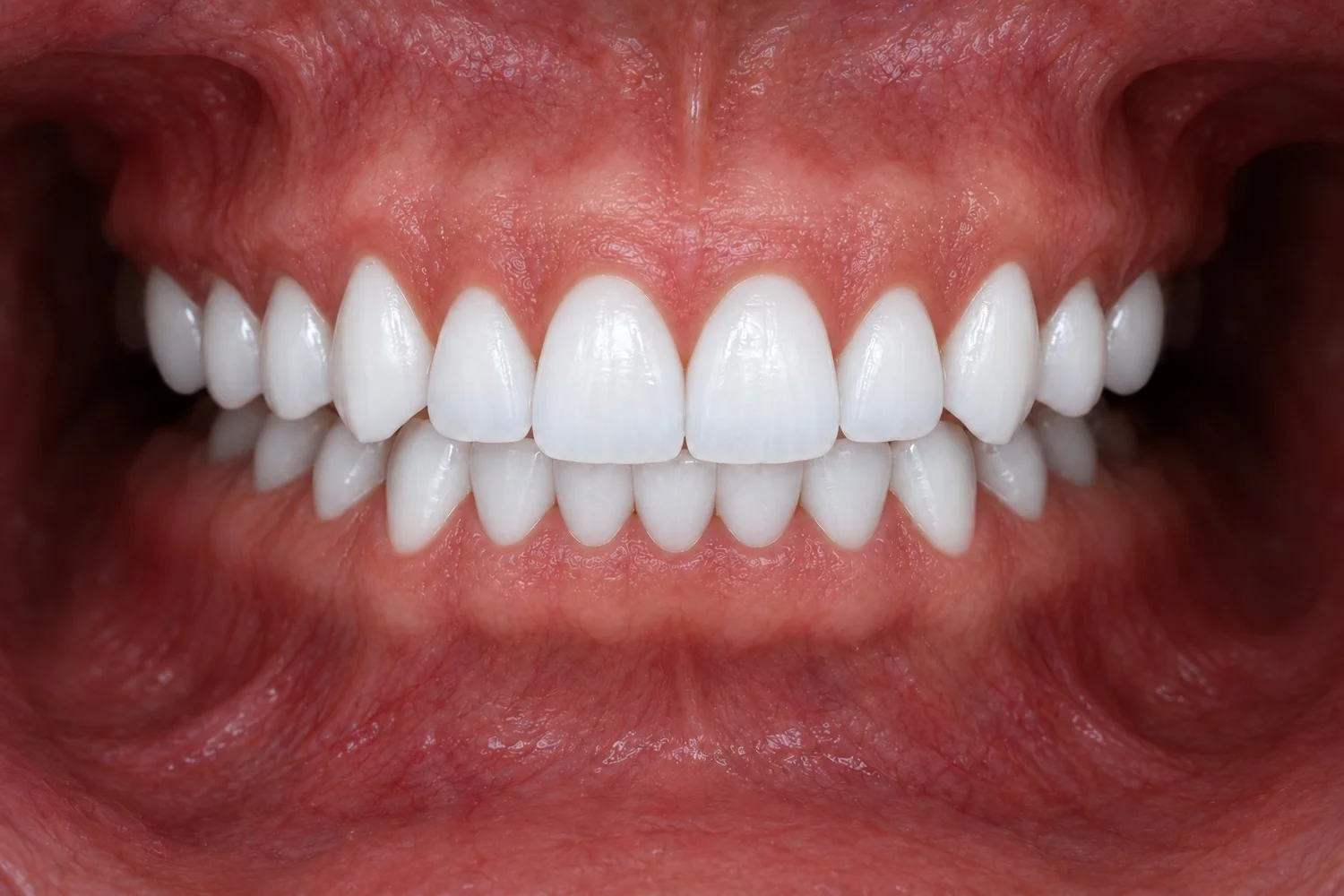 Illustration: the same teeth in a bright, bleached white