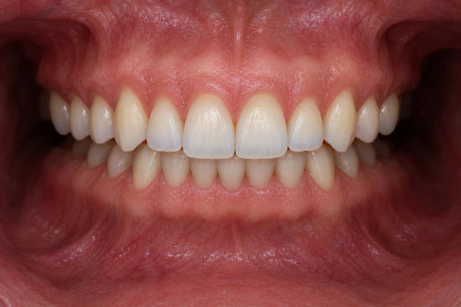 Illustration: front teeth in a shade matched to the surrounding teeth