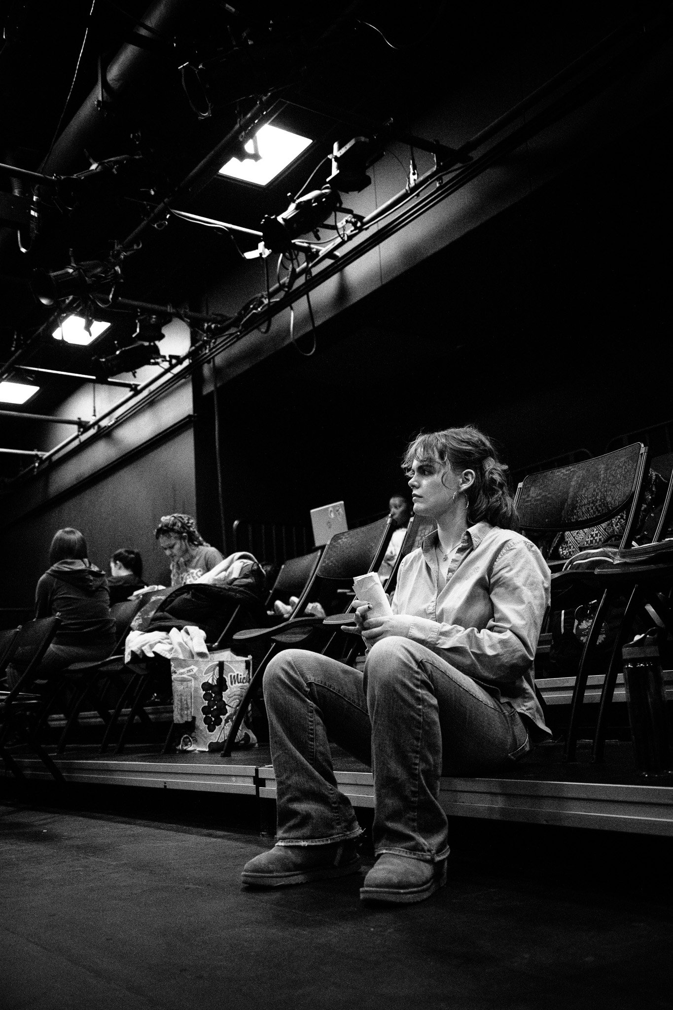 Rileigh Belle Wine, 20, having her
actors run through scenes quickly
before a full run-through of the show
on March 27th, 2025.