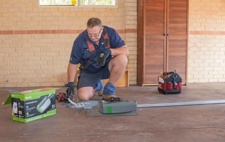 Paul from Lancaster Garage Doors fitting a genuine Merlin Commander Elite garage door opener, ensuring correct setup for full manufacturer warranty coverage.