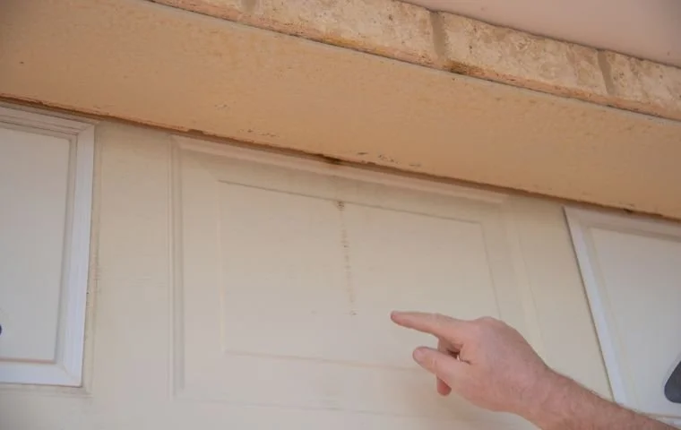 Garage door panel misalignment with visible gap at the top, indicating balance or spring issues requiring garage door repairs in Bunbury.