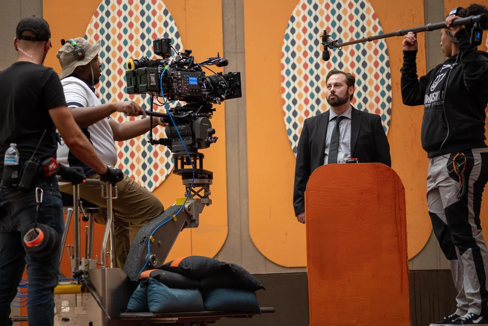 Cortlin Barrow working with a cinema camera on set