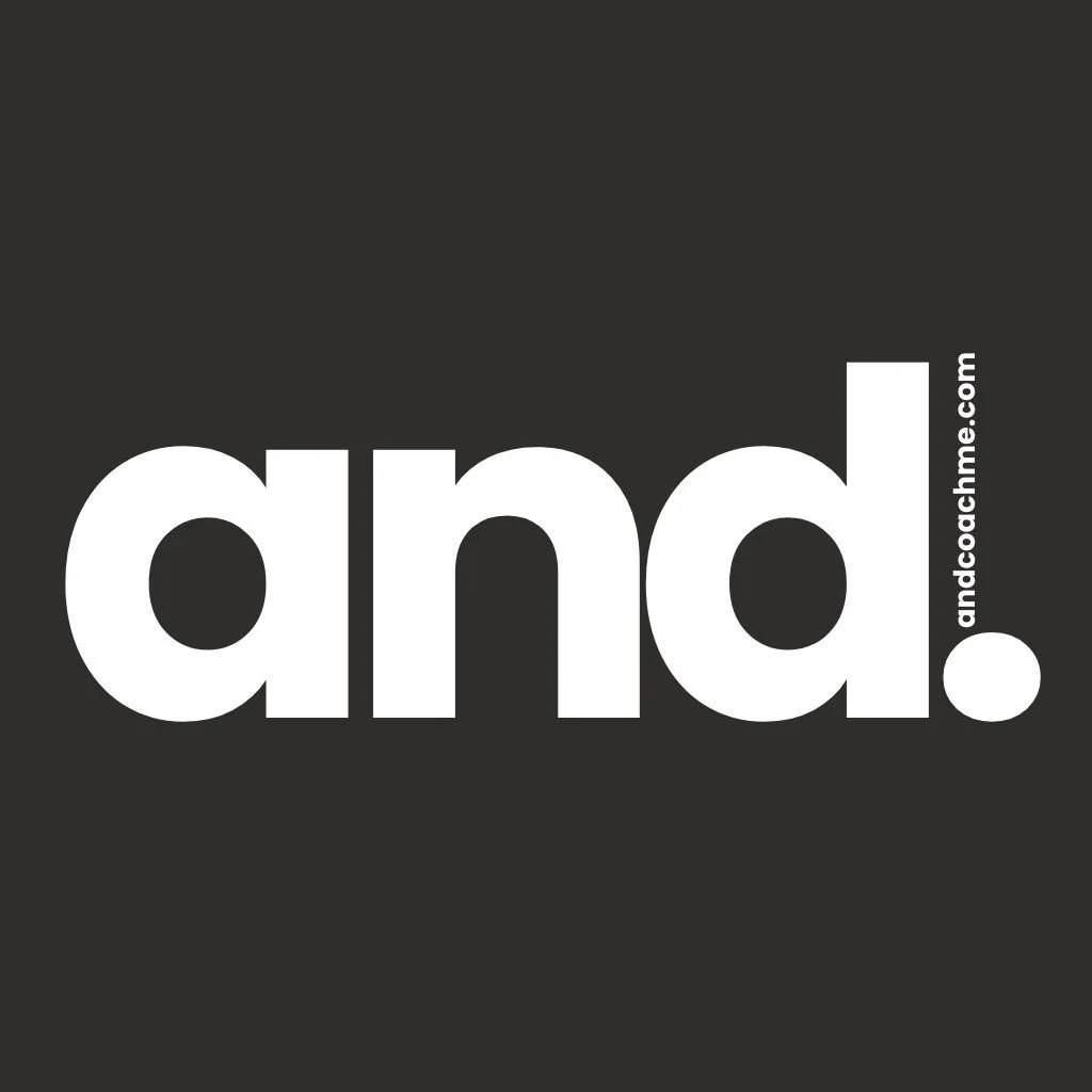 Black background with large white lowercase text saying 'dnd.' and a website address 'dndcoaching.com' vertically aligned to the right.