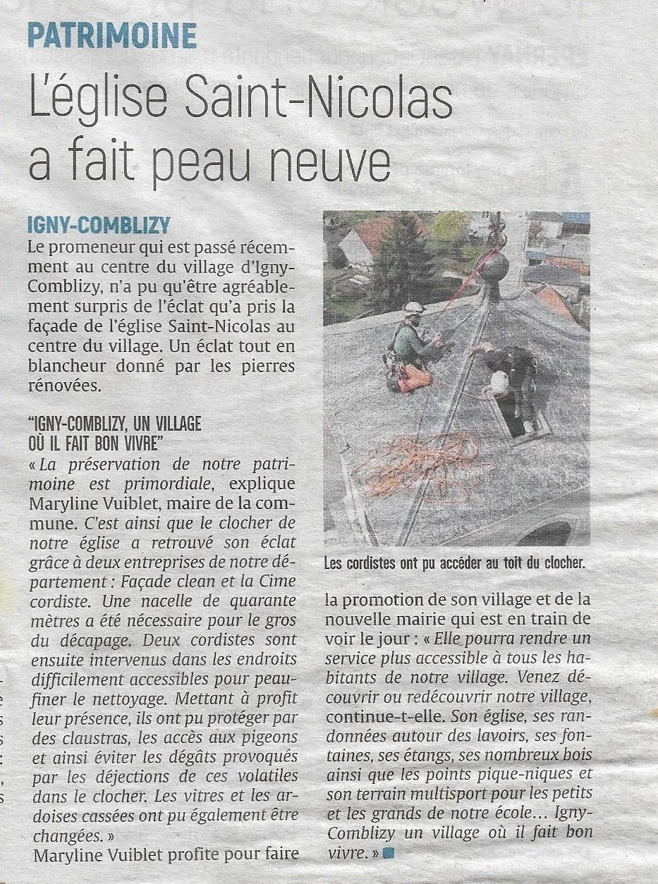 Journal l'Union édition du 5 avril 2022, église d'Igny Comblizy