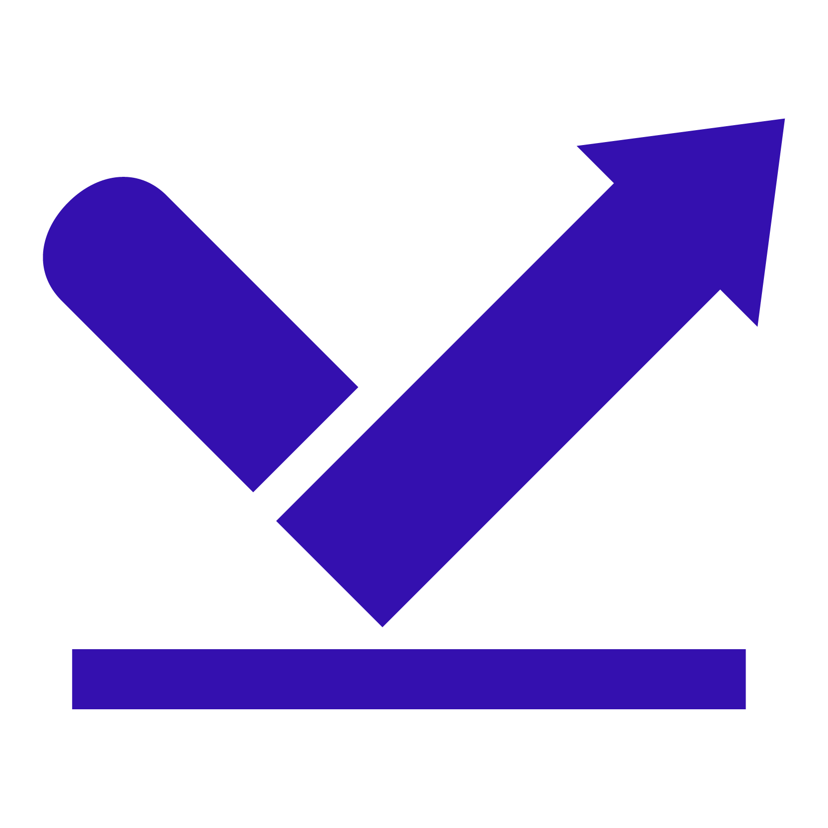 Upward arrow rising from a baseline, representing the next step to take and forward progress.