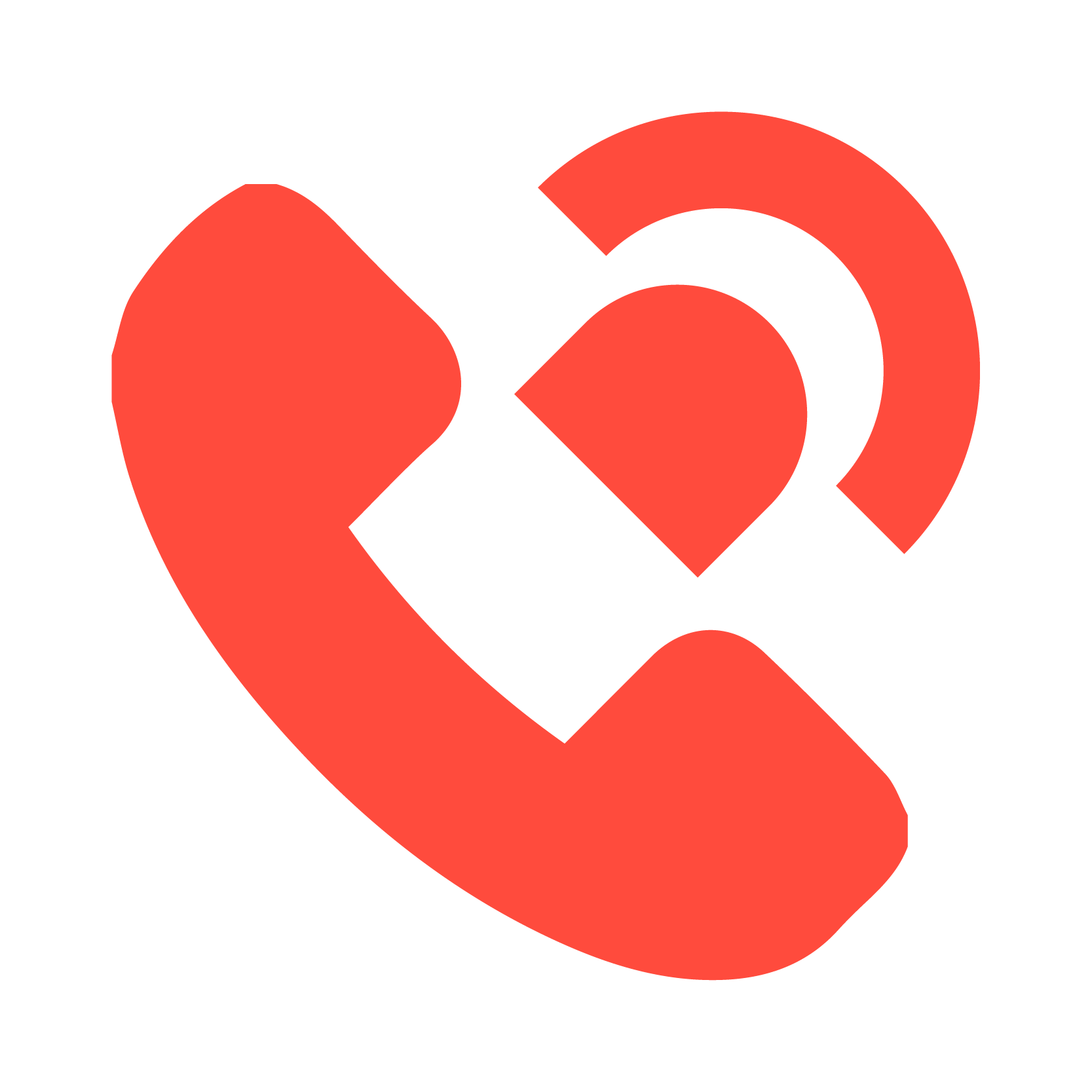 Telephone handset with signal waves, representing making a phone call.