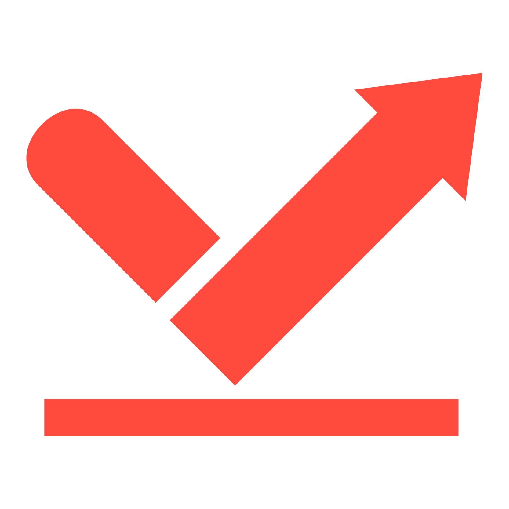 Upward arrow rising from a baseline, representing growth, progress, and measurable impact.